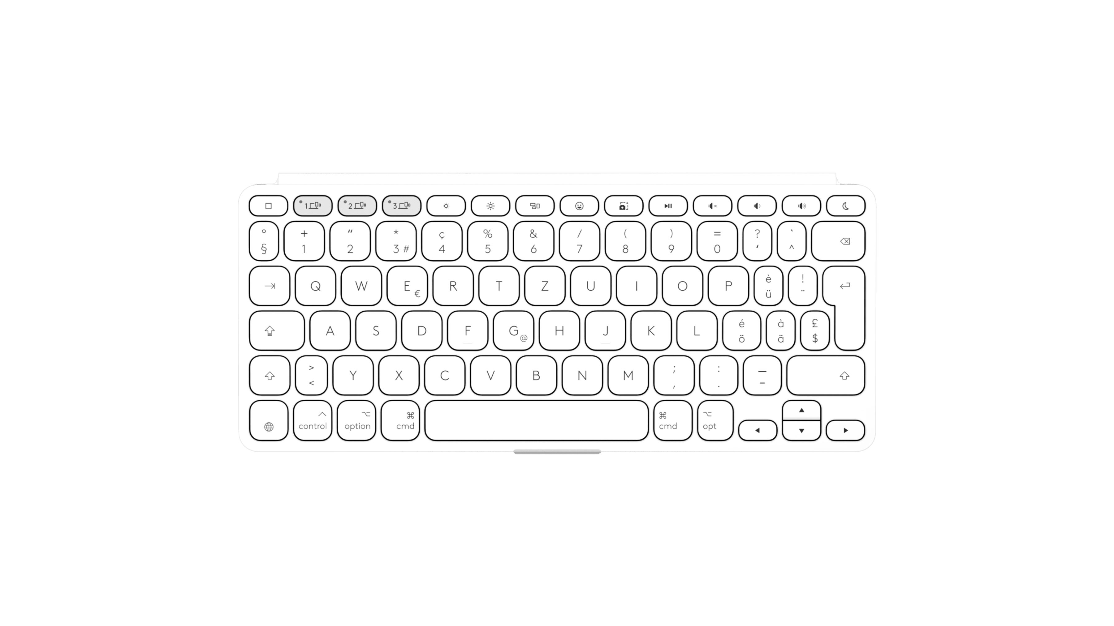 Logitech Keys-To-Go 2 - PALE GREY - DEU - WESTMID-511 Gaming-Tastatur (Bluetooth Low Energy technology)