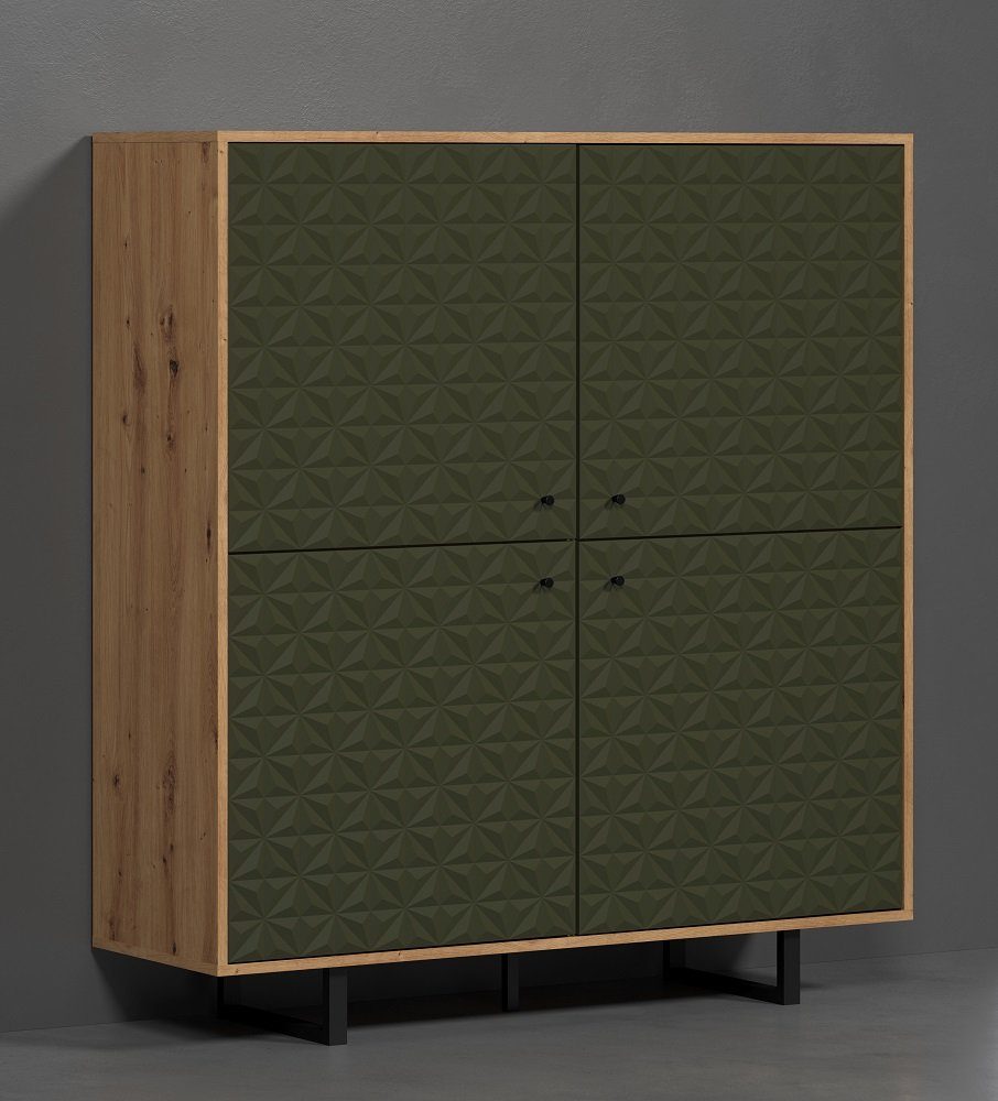 trendteam Vitrine Highboard Sentra, Dark Green / Artisan Eiche (no-Set)