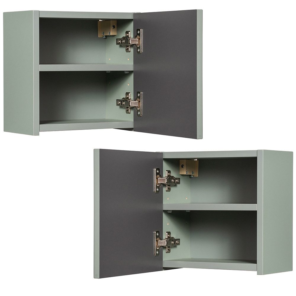 Lomadox Hängeschrank NEWPORT-56-GREEN Wandschrank Badschrank, Schilfgrün, gerillte Front, ca. 30/30/19cm