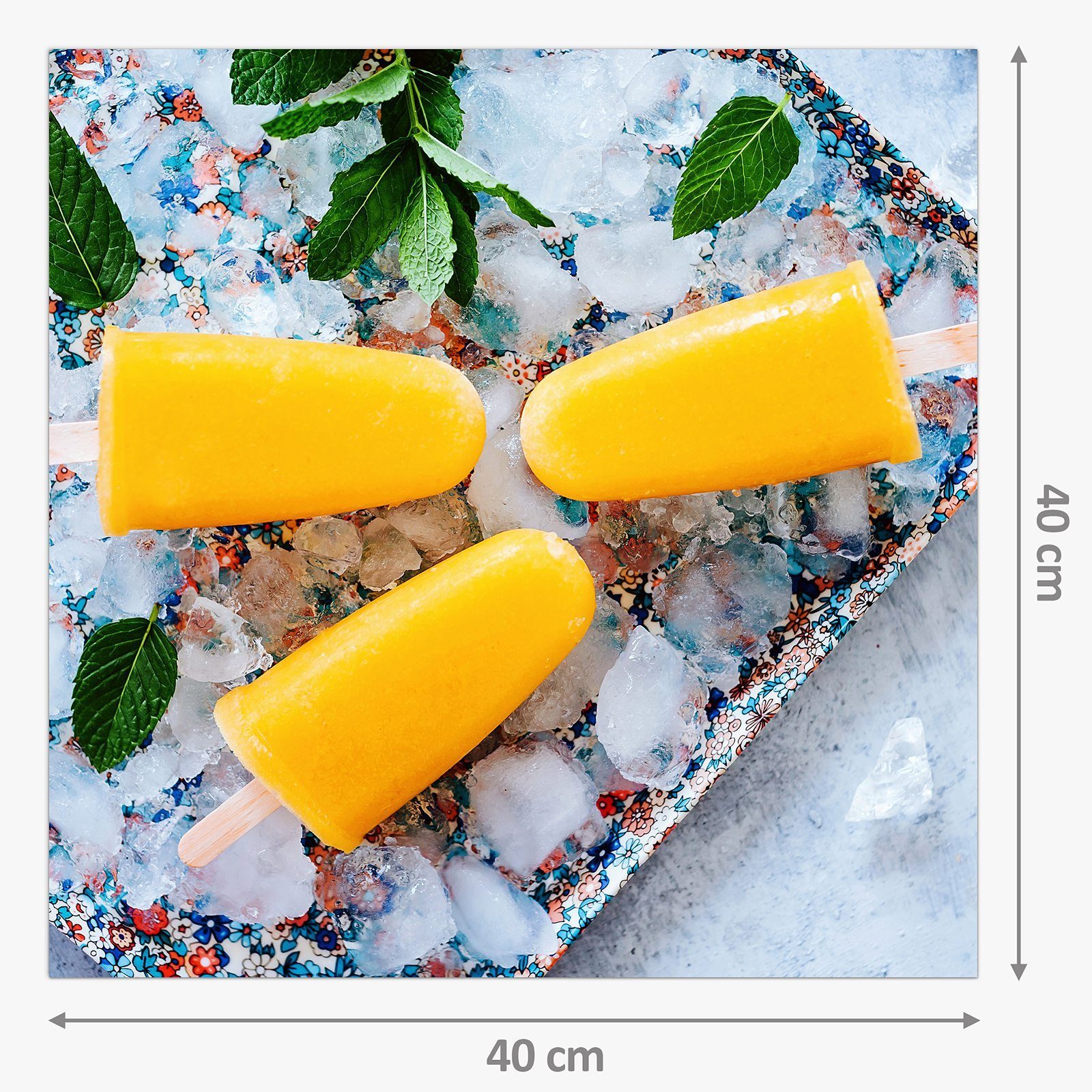 Primedeco Küchenrückwand Küchenrückwand Spritzschutz Bananen Mango Glas Eis Motiv mit