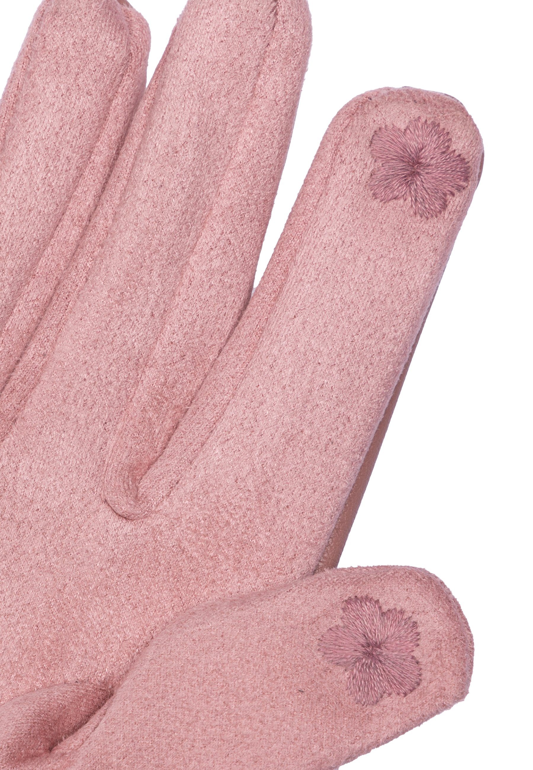klassisch Strickhandschuhe rosa Handschuhe uni elegante Caspar Damen GLV016