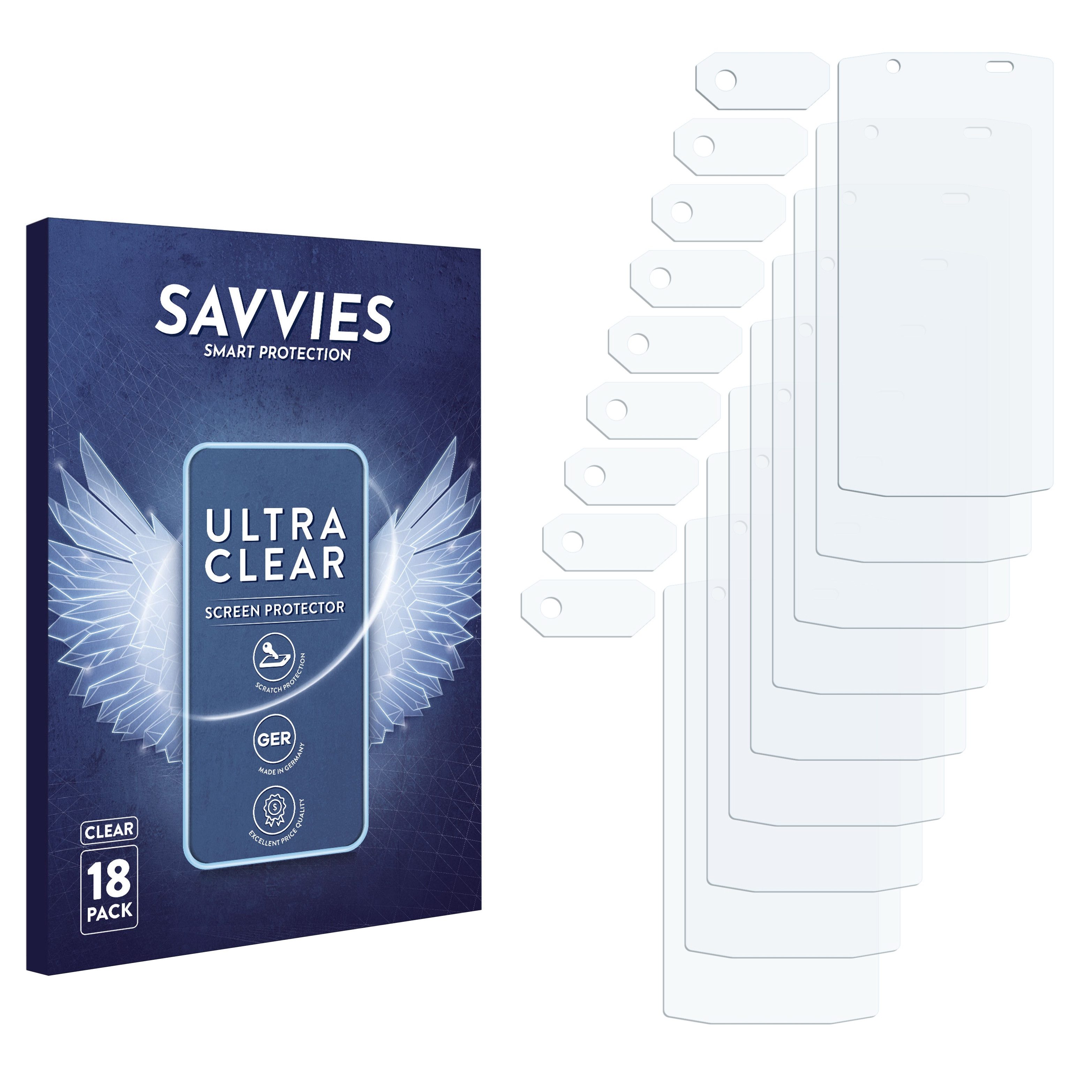 Savvies Displayschutzfolie Schutzfolie für Ulefone Armor 15 (Display+Kamera), 18 Stück, Displayschutz Schutz Folie Klar Transparent