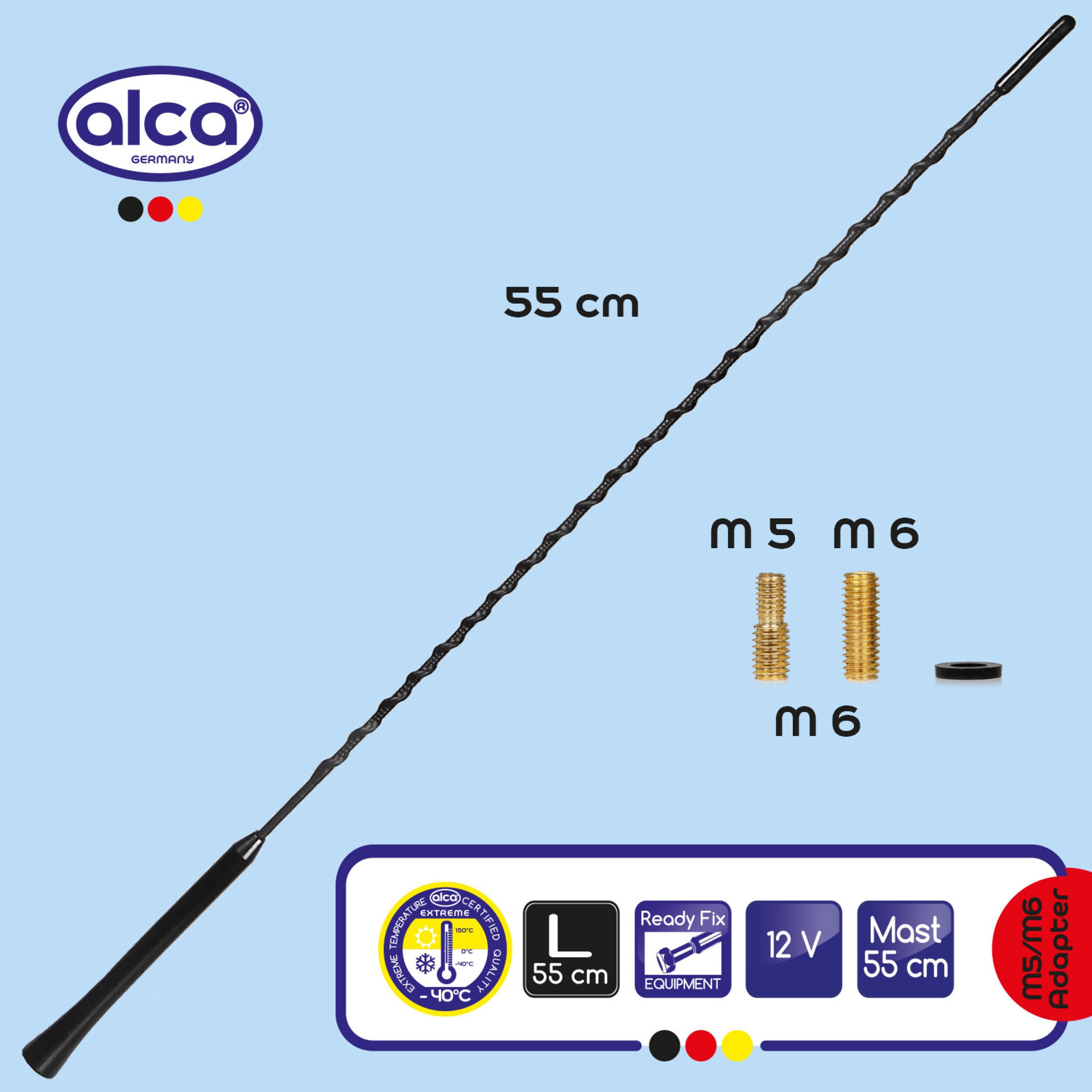 alca Spiral Dachantenne extra lang 55 cm Universal AM FM DAB+ schwarz M5 M6 Autoradio-Ersatzantennenstab