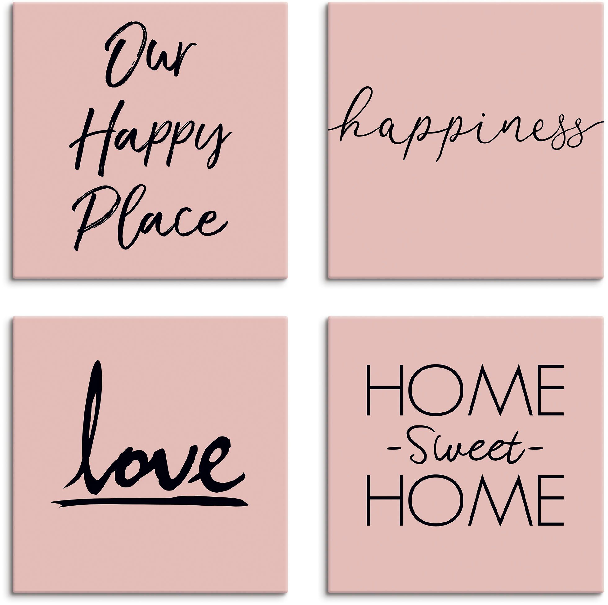 Artland Leinwandbild Texte St), sweet verschiedene Glück (4 Liebe Set, & Home, Sprüche Größen Ort 4er Home