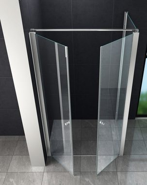 Home Systeme Eckdusche DOPE Duschkabine Dusche Duschwand Duschabtrennung Duschtür Glas ESG, BxT: 120x80 cm