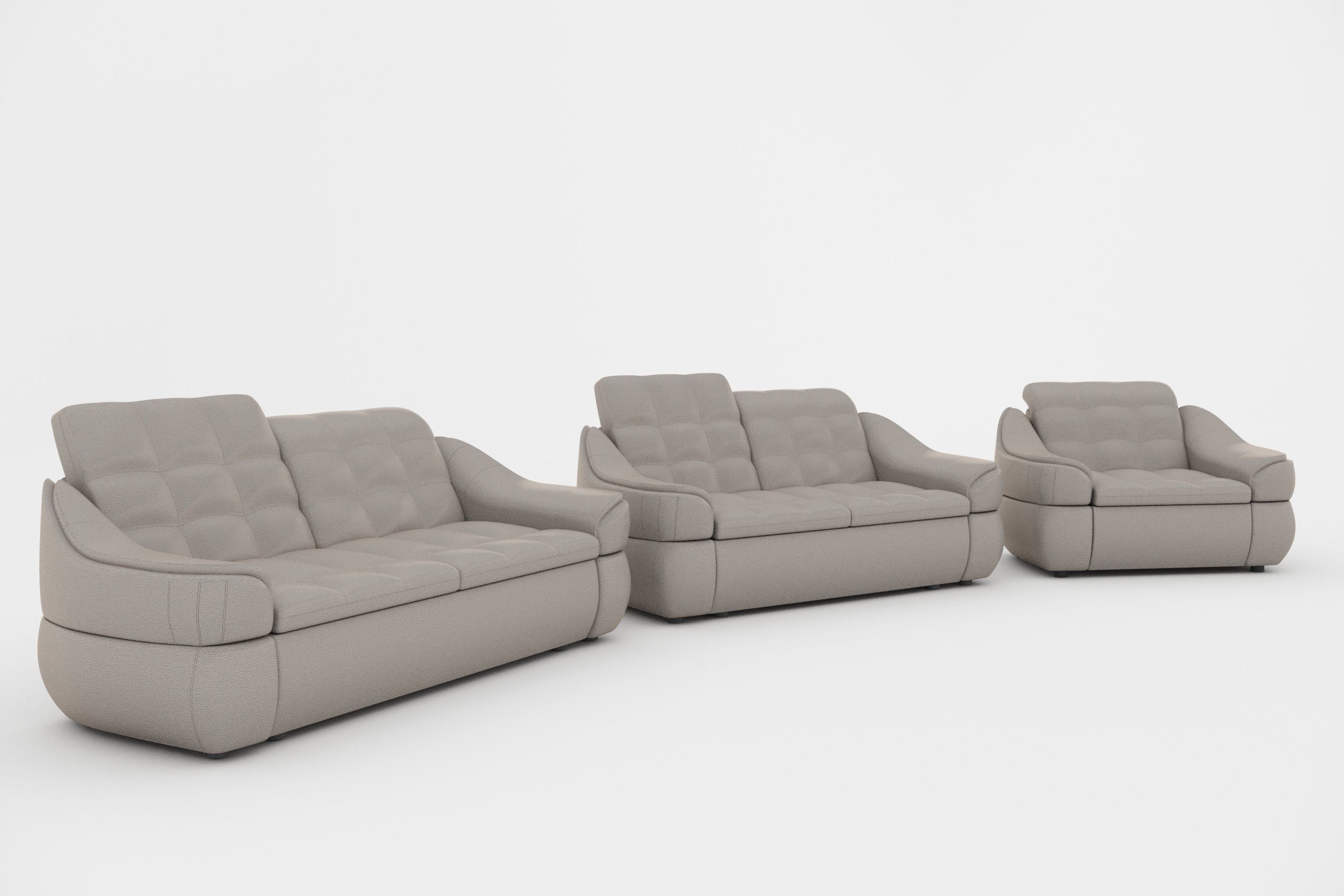 aus Stylefy Design, 2,5-Sitzer (Set made (3-tlg), bestehend Modern Polstergarnitur Sessel, 2-Sitzer in und Sofa Sofa, Europa Alisa,