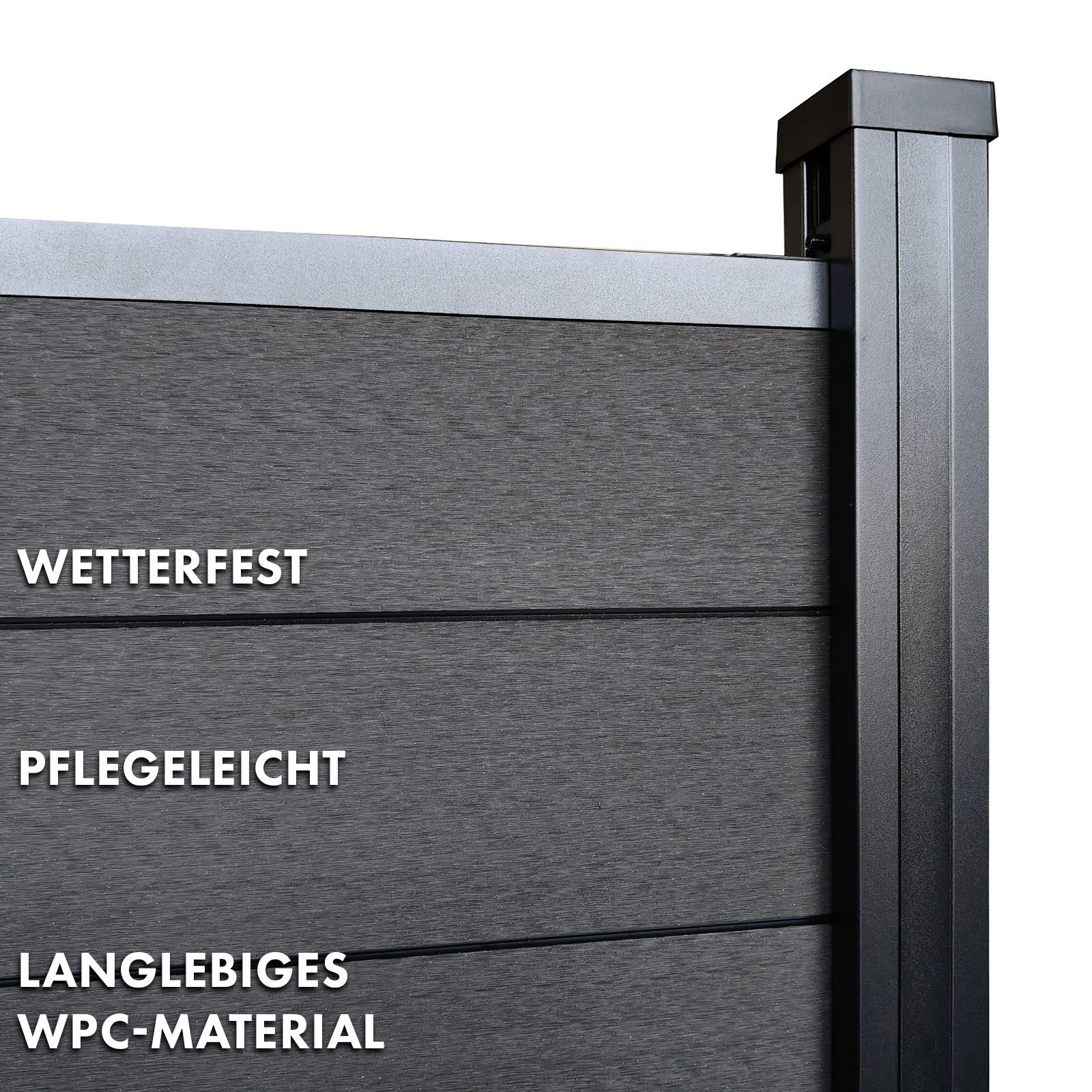 Floordirekt Zaun WPC Sichtschutz Kronos, Witterungsbeständiger mit Aluminium-Pfosten, Pflegeleichter WPC-Sichtschutz in neutralen Farben