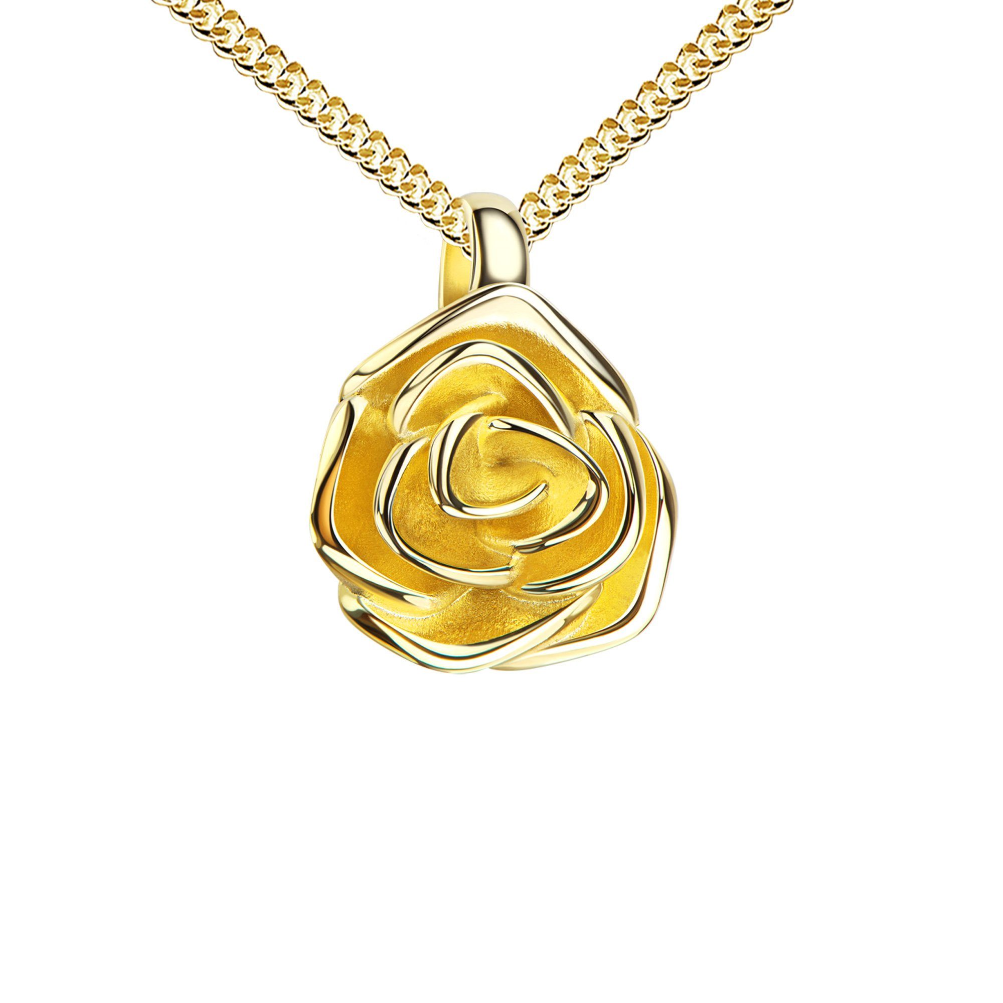 Kette mit Anhänger Rosenblüte Anhänger 333 Gold - Made in Germany