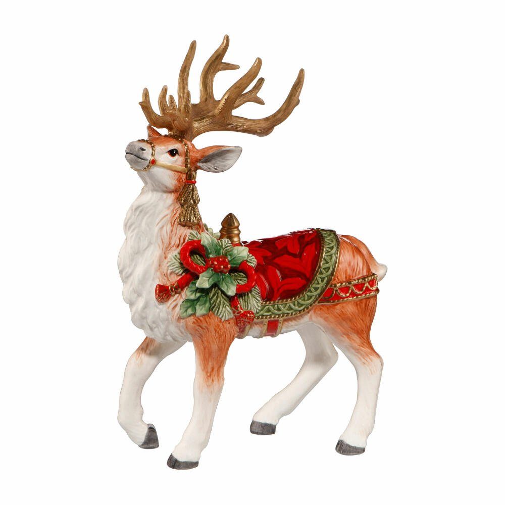 Goebel Weihnachtsfigur Rentier mit Schleife am Sattel - Fitz & Floyd