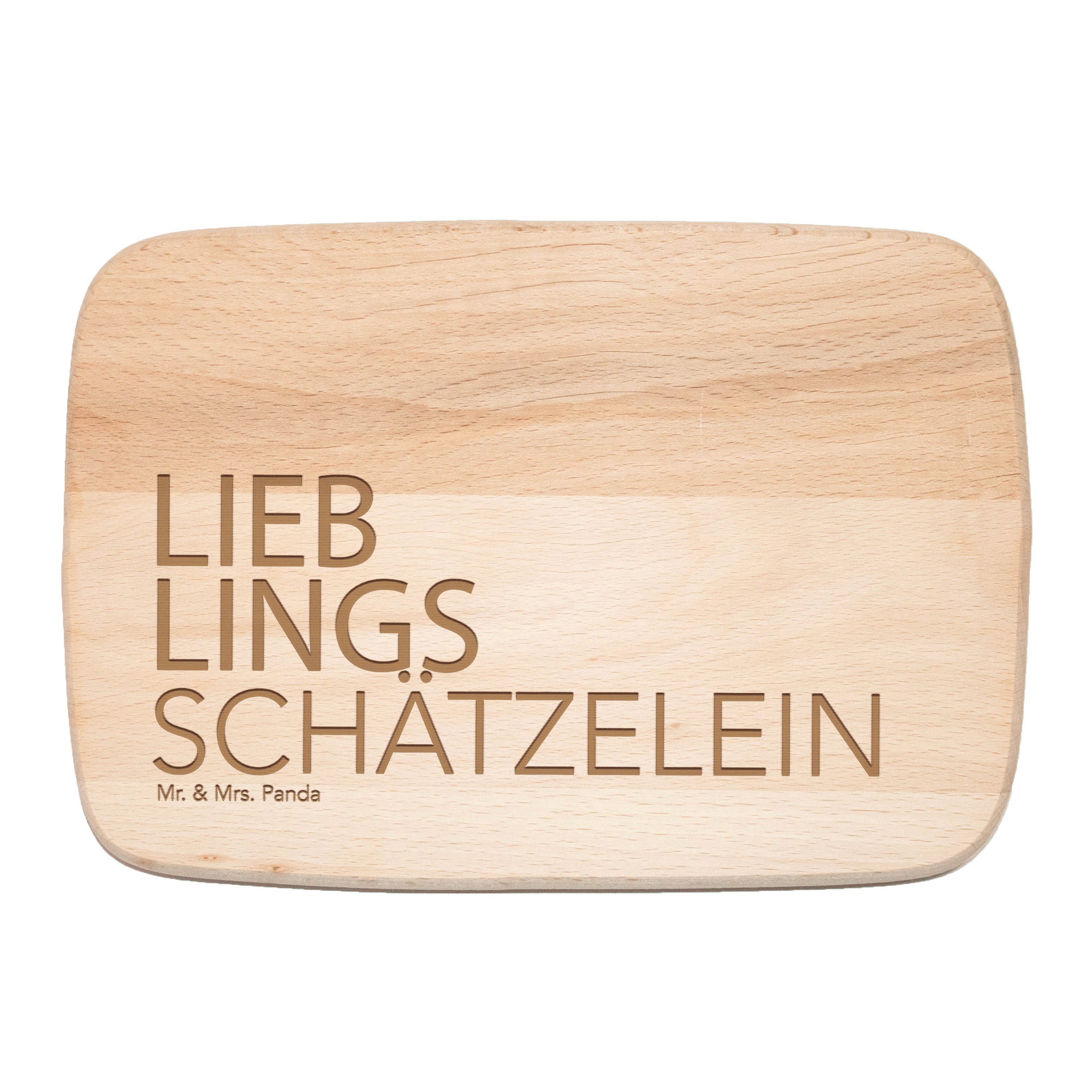 Holz, Spr, FSC Mrs. - Frühstücksbrett Transparent Geschenk, Panda Schätzelein - Schneidebrett & (1-St) Mr. Schatz, Buchenholz,