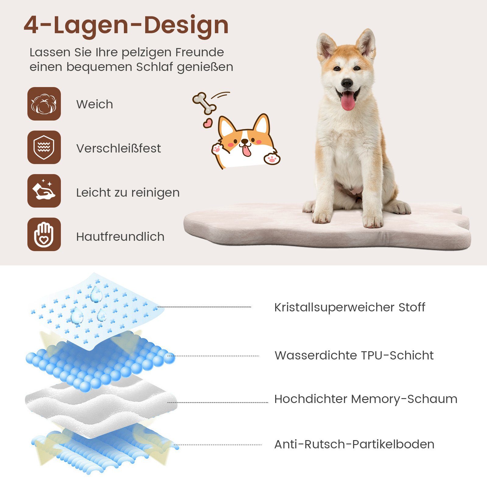 COSTWAY Tierbett, Polyester, Orthopädisches Hundebett, mit günstig online kaufen