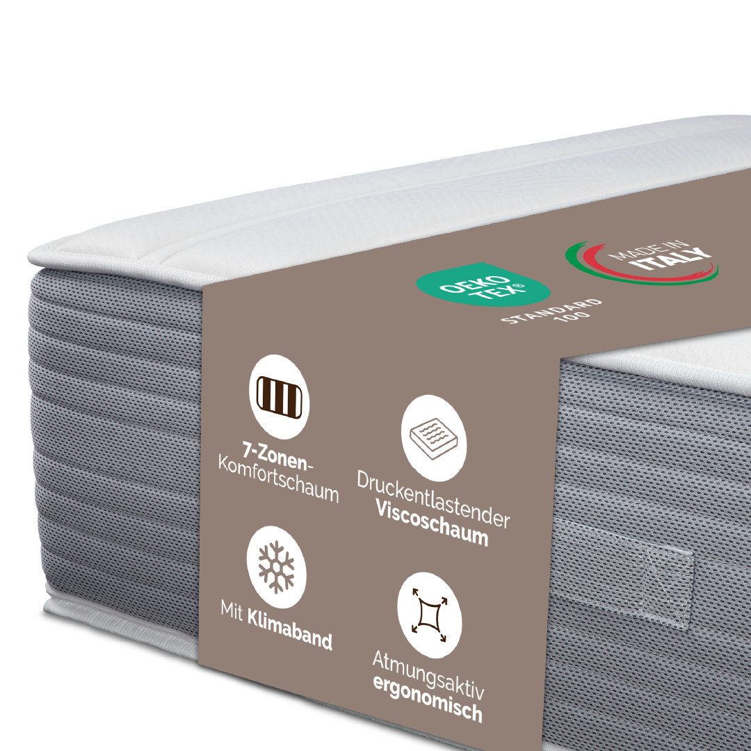 Visco-Matratze Matratze Boxspringlook, integrierter Topper, in 90x200 cm erhältlich, DI QUATTRO, 30 cm hoch, Matratze in 90x200 und 140x200 cm erhältlich, extrahohe Matratze