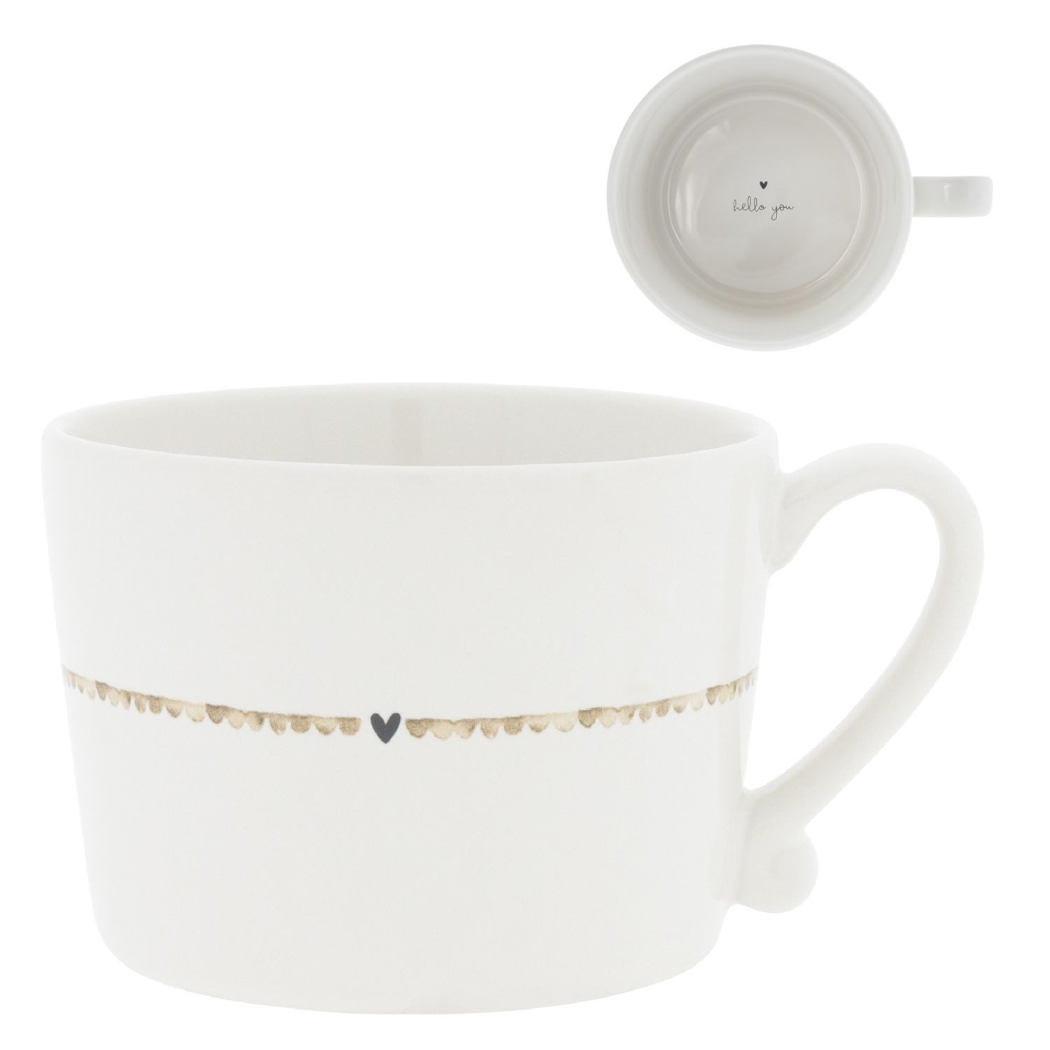 Bastion Collections Tasse Karamell, Keramik, Spülmaschinengeeignet, Weiß, Herzen, H: 7.2cm