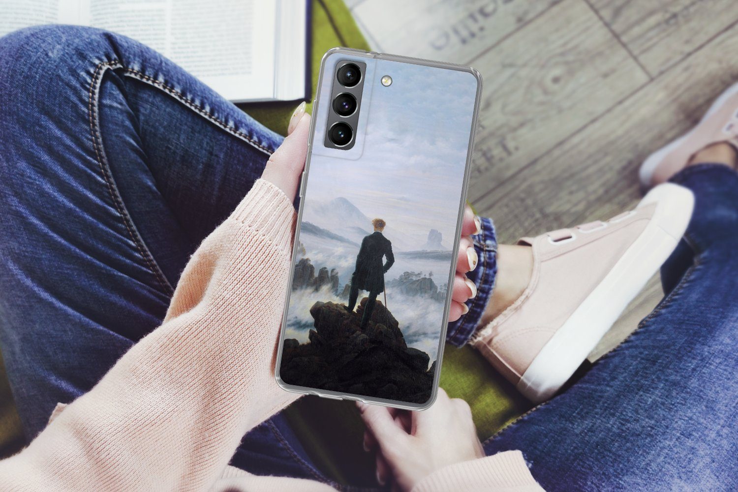 MuchoWow Handyhülle für Samsung Galaxy S21 Der Wanderer über dem Nebelmeer - Caspar David, Phone Case, Silikon, Schutzhülle Dünn