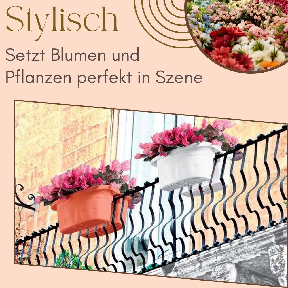 GarPet Blumenkasten Blumenkasten Balkon Beidseitiger Balkonkasten mit Wasserspeicher