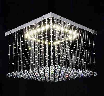 Lewima LED Deckenleuchte »HA502«, XL 60cm Dimmbar Led Deckenlampe Kristall Tröpfchen Lüster Groß WarmWeiß 24W, Wohnzimmer Würfel Lampe Modell Dadi