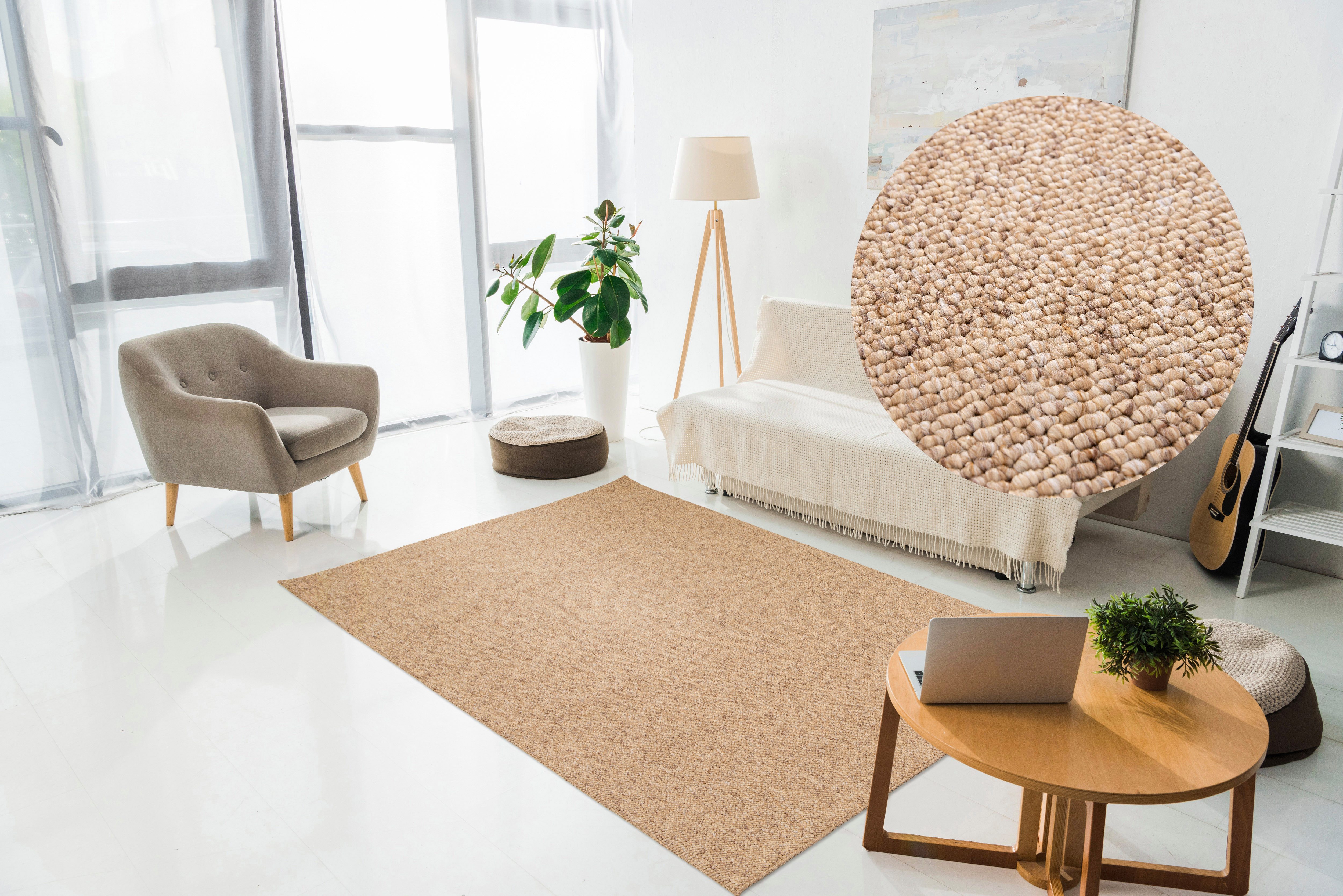 my home Teppich Wohlde, Made in Belgium, rechteckig, Höhe: 10 mm, Woll-Look günstig online kaufen