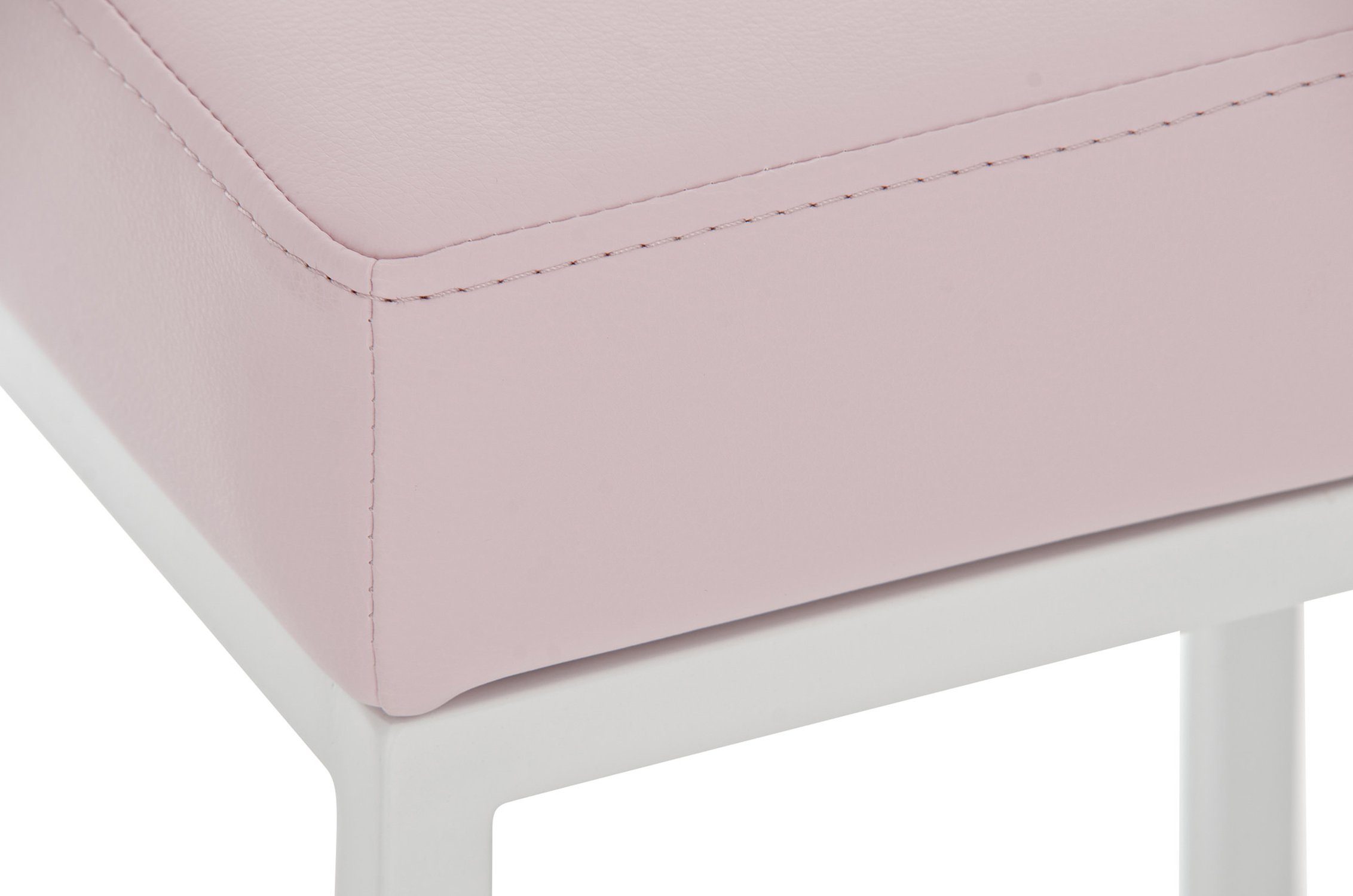 Gestell Metall Pink - Barhocker Sitzfläche: (mit Polsterung weiß hochwertiger für Hocker Fußstütze und Kunstleder & Küche), Tresenhocker TPFLiving - Montana-W - Theke