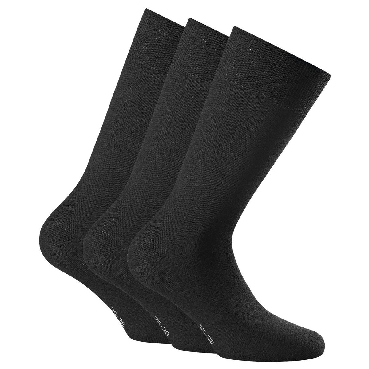 Rohner Socks Kurzsocken Unisex Socken, 3er Pack - Cotton II, Kurzsocken Schwarz