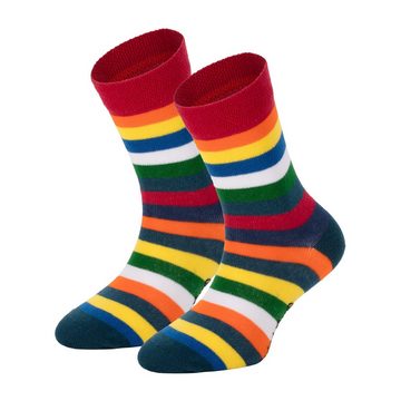 FussFreunde Thermosocken 6 Paar warme Ringel Kindersocken mit Frotteefutter, Thermo Socken