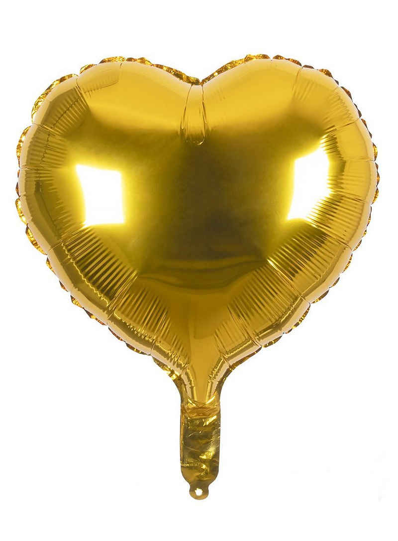 Boland Folienballon Herz Folienballon gold, Herzförmiger Ballon - für Helium und Luft geeignet