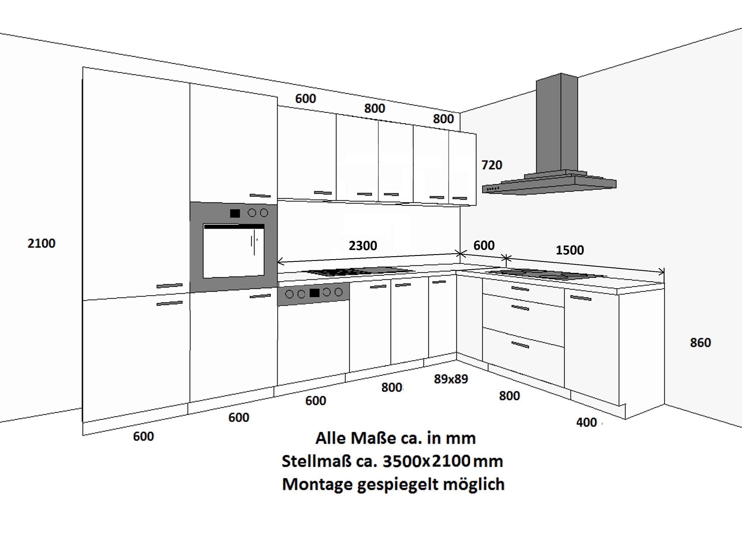 Kitchen Price Bomb: Corner Kitchen STILO 350x210 cm, Kitchenette, Kitchen Unit, Corner Kitchen, White, Country Style