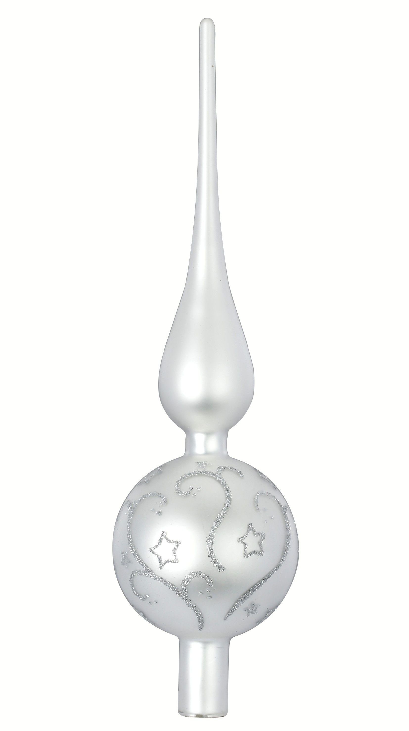 MAGIC by Inge Christbaumspitze, Christbaumspitze XL mit Muster Glas 32cm weiß matt