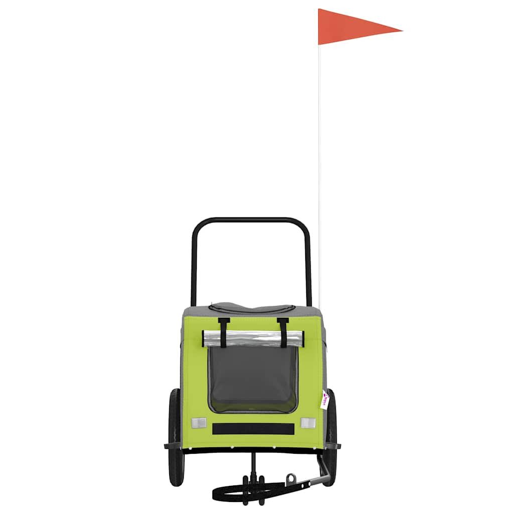 vidaXL Fahrradhundeanhänger Fahrradanhänger für Haustiere Grün und Grau 125 x 53 x 54 cm