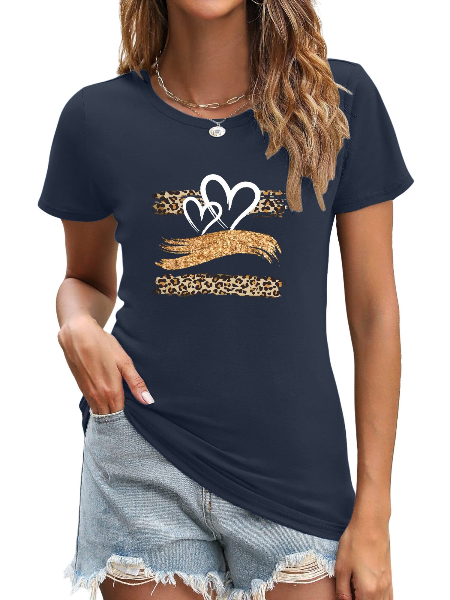 PYL T-Shirt Damen Sommer Casual Basic-Shirts günstig online kaufen