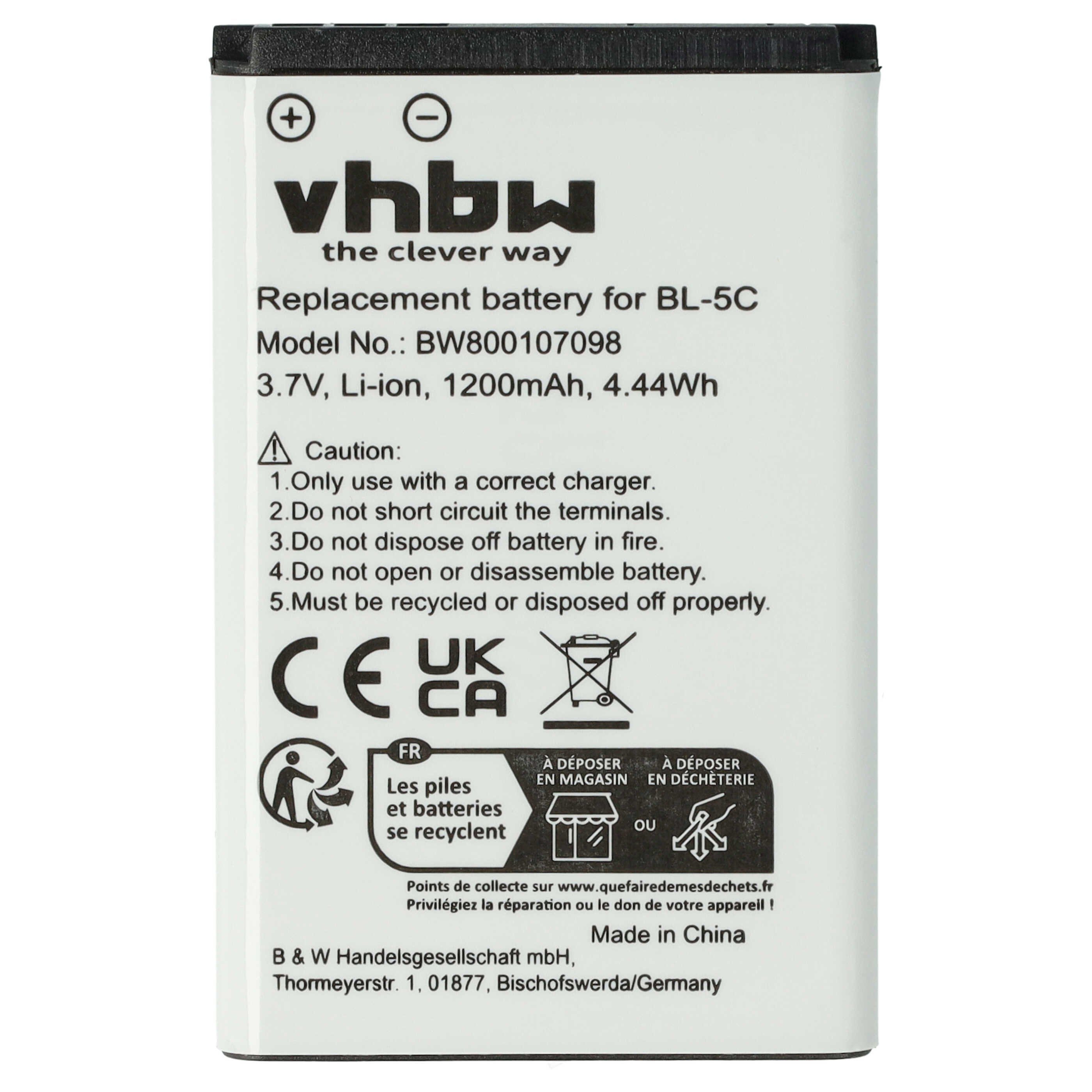 vhbw Ersatz für Fritz!Fon FRA051 für Akku Li-Ion 1200 mAh (3,7 V)