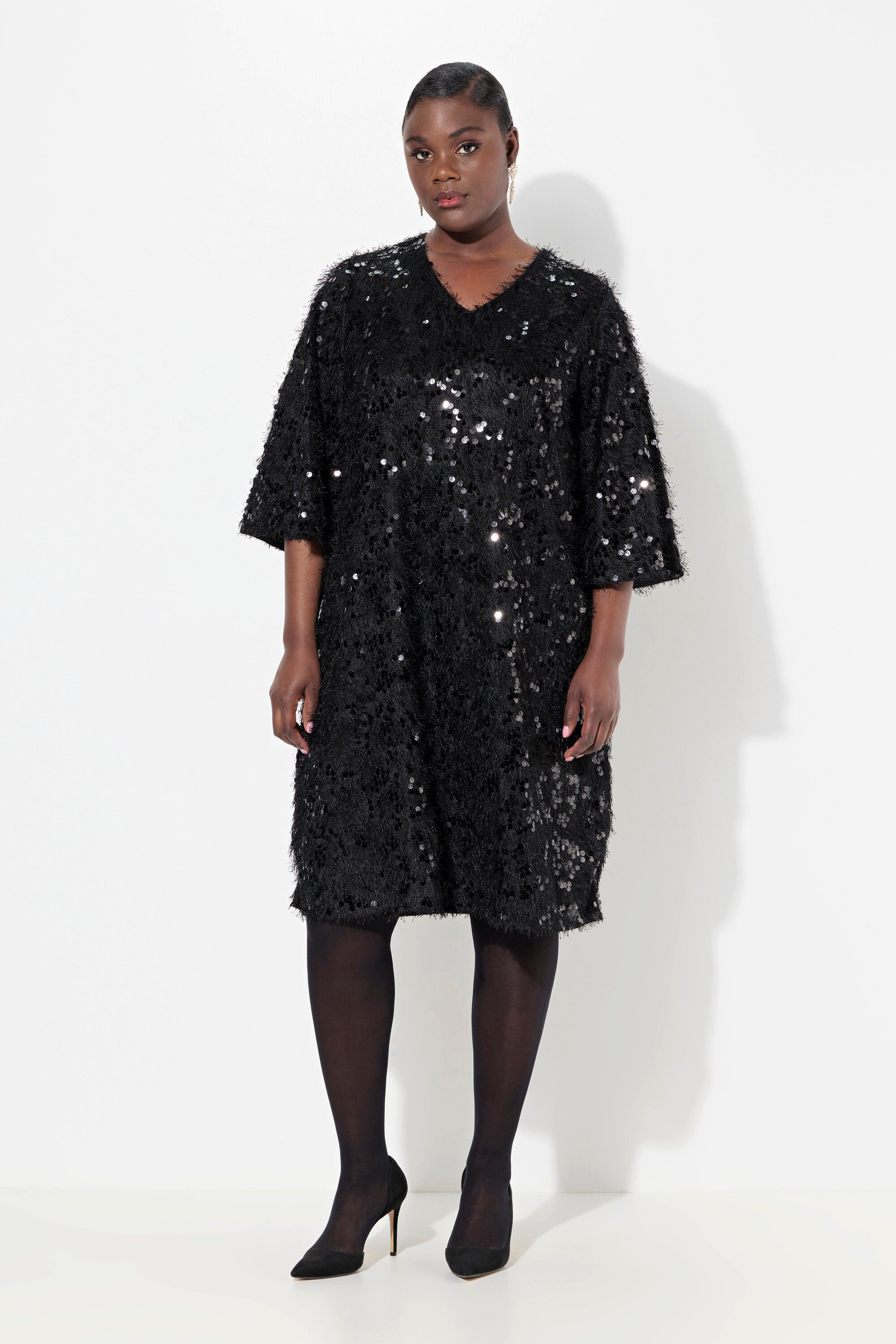 Ulla Popken Cocktailkleid Kleid Fransen Pailletten günstig online kaufen