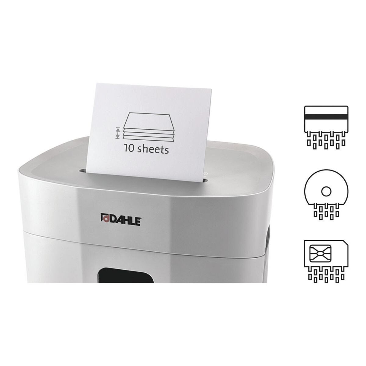DAHLE Aktenvernichter PaperSAFE® 420, Partikelschnitt 2x15 mm, Einzelblatt bis 10 Blatt, 25 Liter
