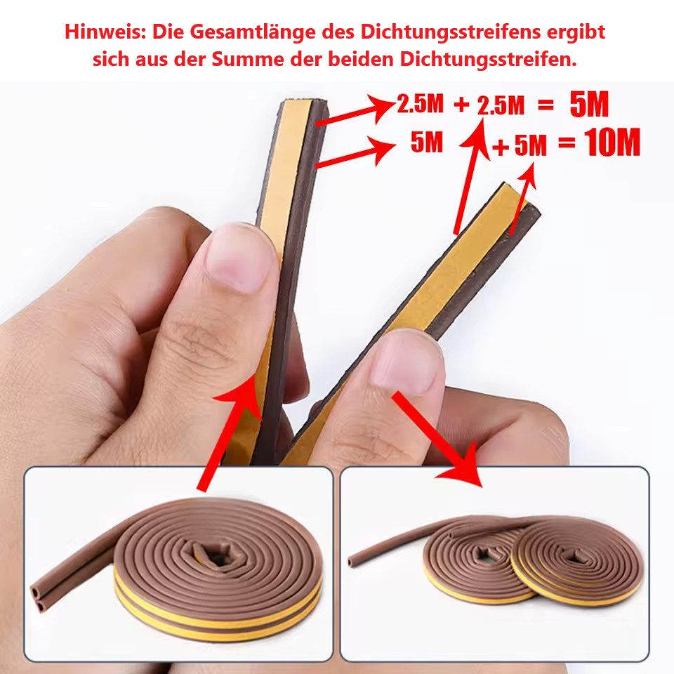 Montegoni Türdichtband Wetterfeste Tür- und Fensterdichtungsstreifen, selbstklebend, Effizienter Schutz vor Zugluft, Lärm und Wärmeverlust