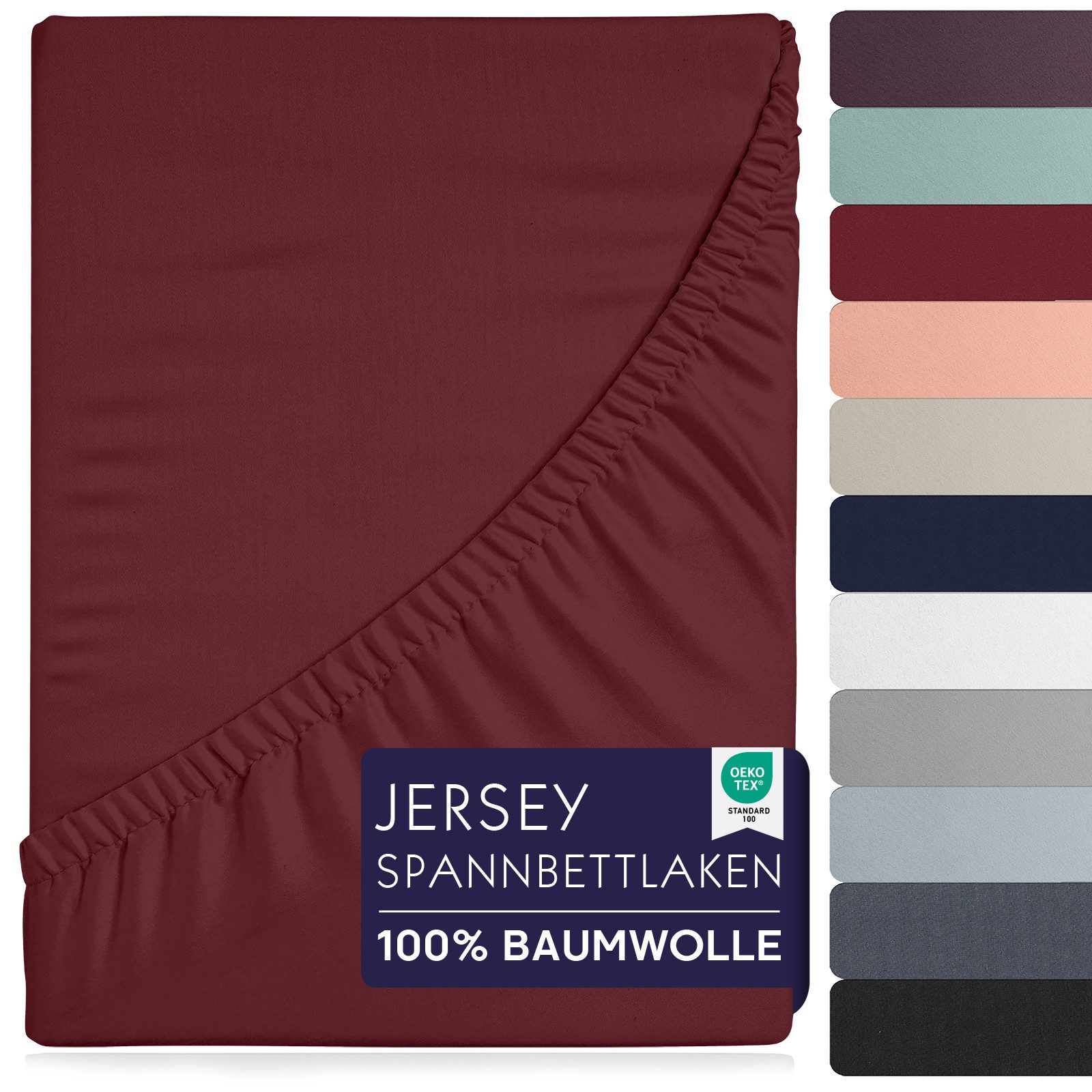 BRB HOME Spannbettlaken Spannbettlaken Jersey Baumwolle für Topper Boxspringbett, Baumwolle, Gummizug: Rundum, (1 Stück), Matratzen bis 27 cm Höhe, OEKO TEX Standard 100, Jersey Spannbetttuch