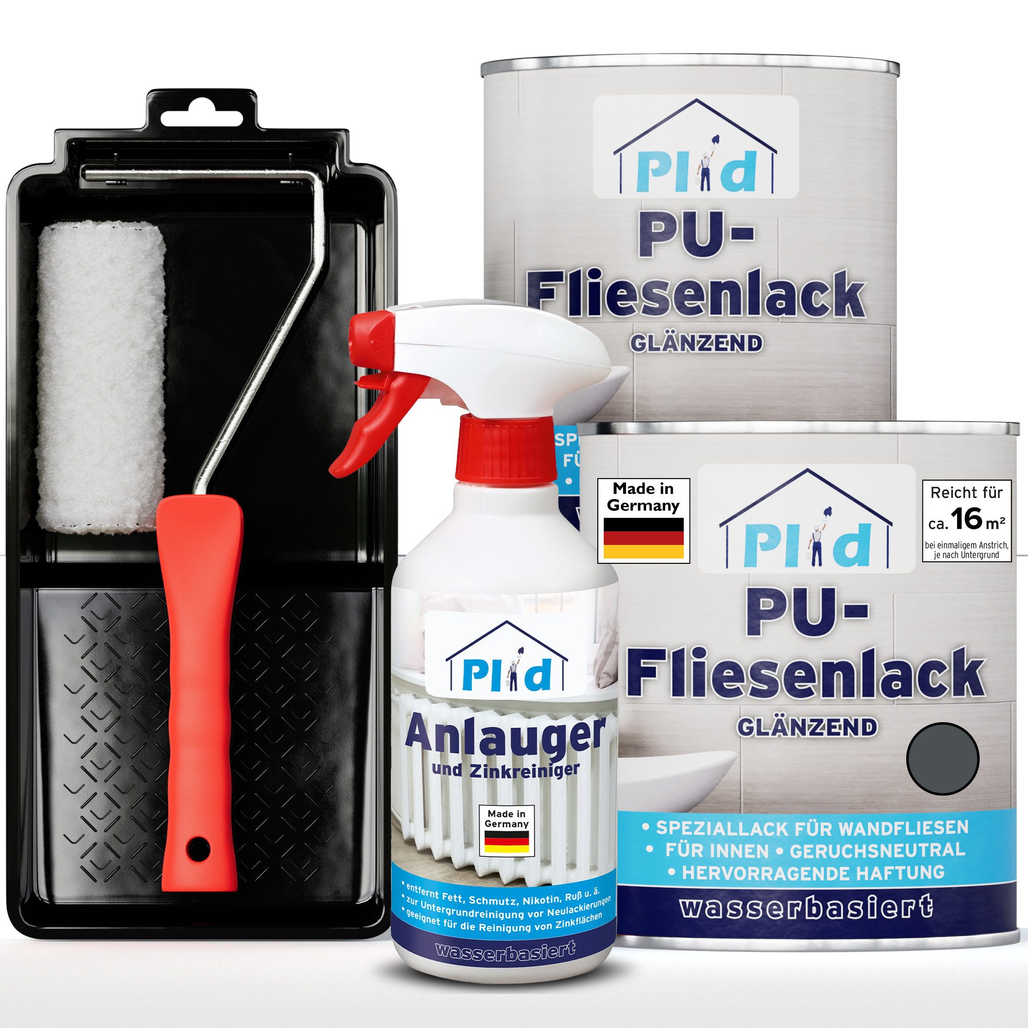 plid Fliesenlack Premium Fliesenlack Fliesen Lack Fliesenfarbe Anlauger Lackierset, schnelltrocknend, spritzwasserbeständig, verarbeitungsfertig