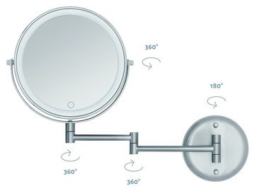 Libaro Kosmetikspiegel Venezia, LED Kosmetikspiegel 5x Vergrößerung Akku USB 3 Lichtfarben Dimmer