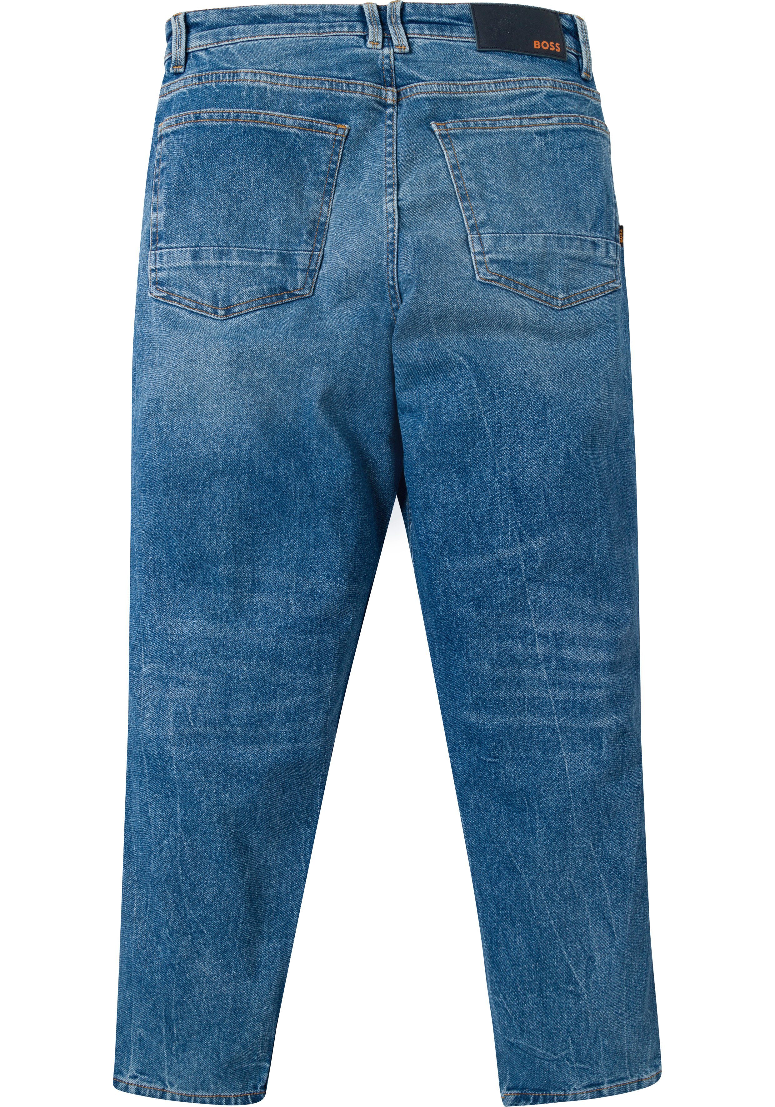am Münzfach BOSS BOSS Plakette mit Tapered-fit-Jeans ORANGE dark denim blue
