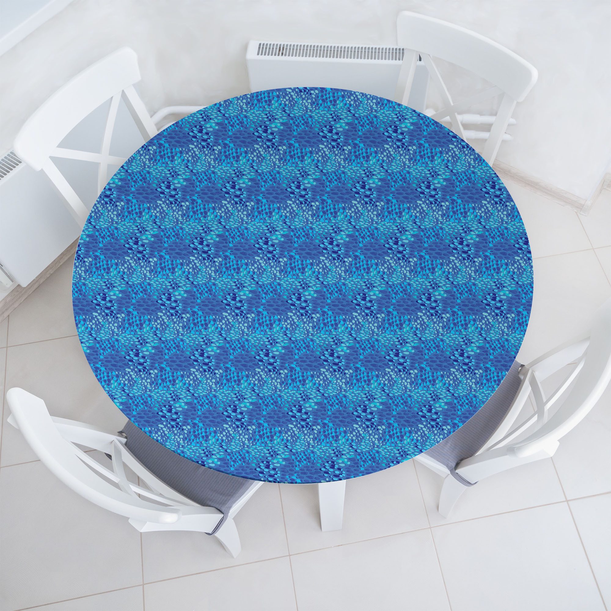 Abakuhaus Tischdecke Rundum-elastische Stofftischdecke, Wasser Abstrakte Fische Hautschuppen