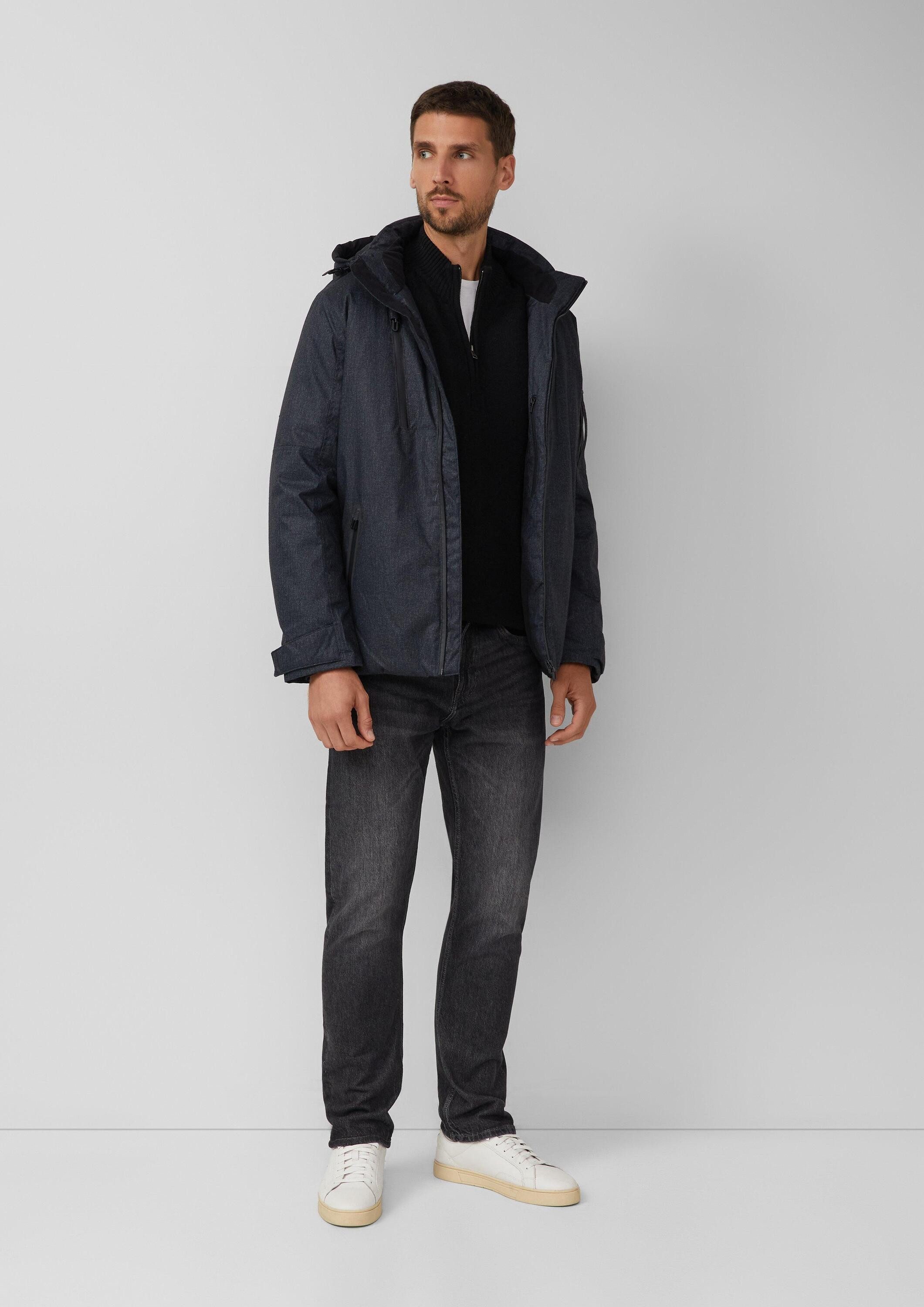 s.Oliver Winterjacke Outdoor-Jacke Wattierte Jacke mit Kapuze und Zip-Details