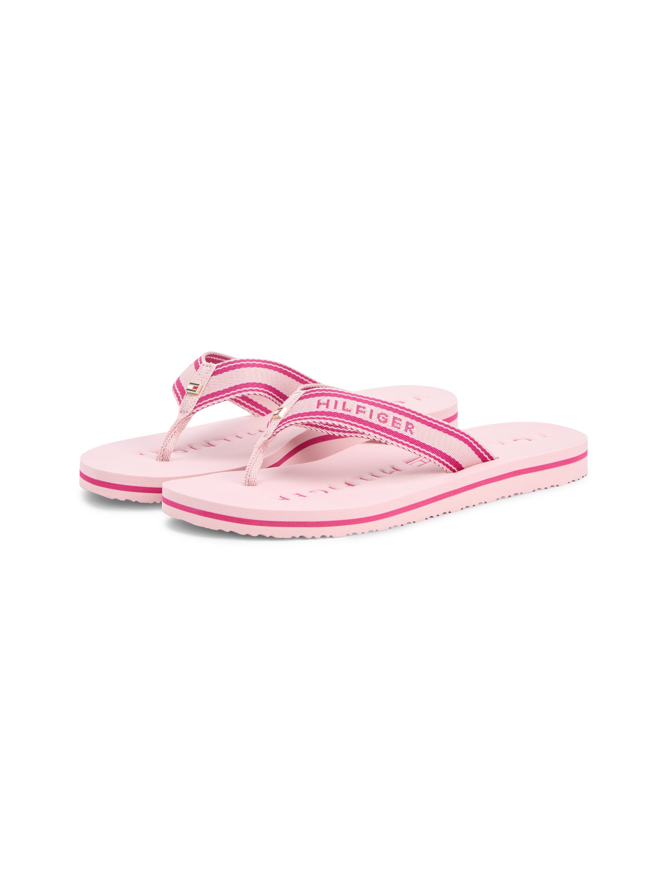 Tommy Hilfiger TH WEBBING SUMMER SANDAL Zehentrenner Sommerschuh, Strandschuh, Dianette mit Streifen und Logoschriftzug