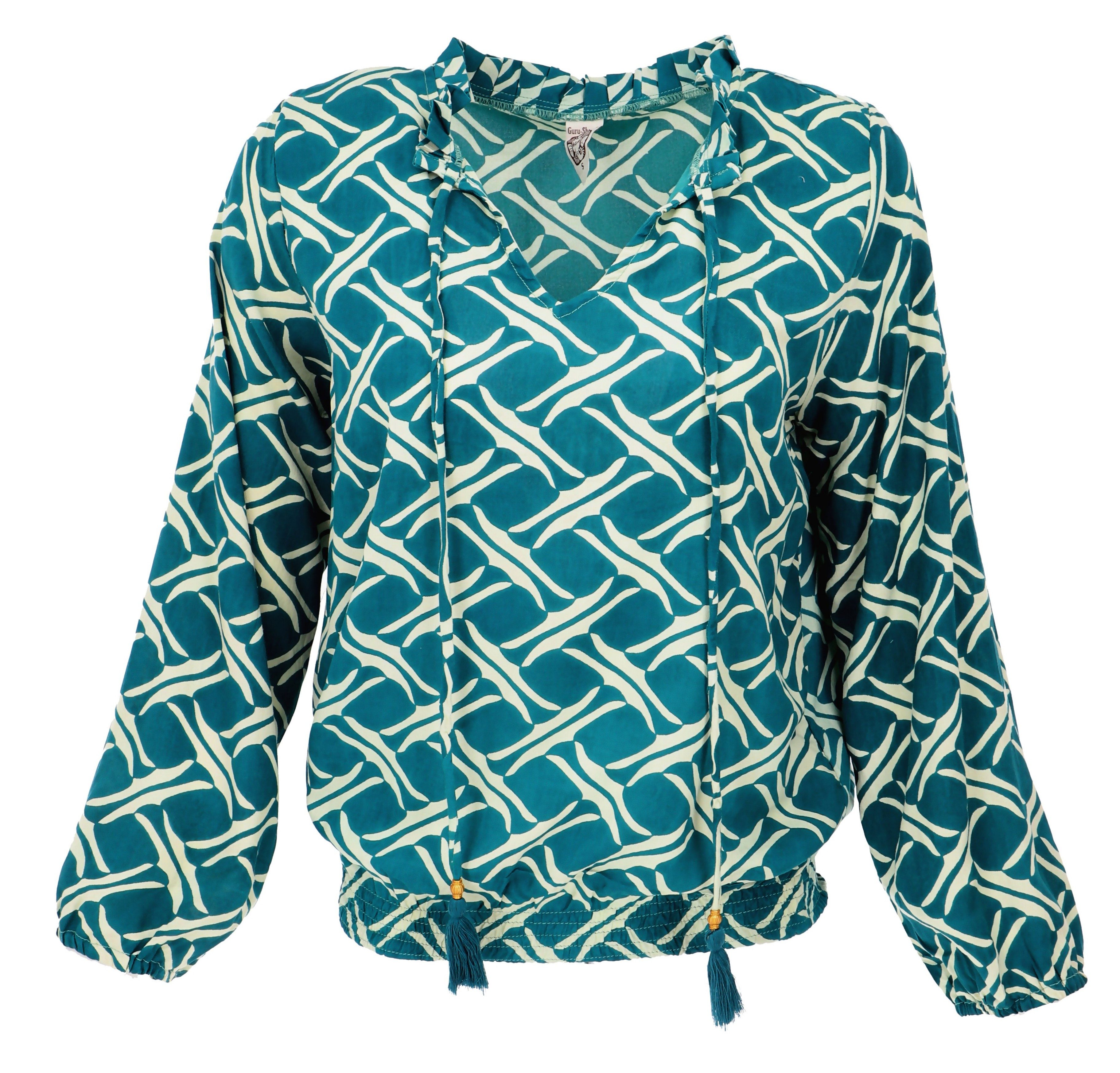 Guru-Shop Longbluse Schlupfpbluse Boho chic, luftige Langarmbluse -.. alter günstig online kaufen