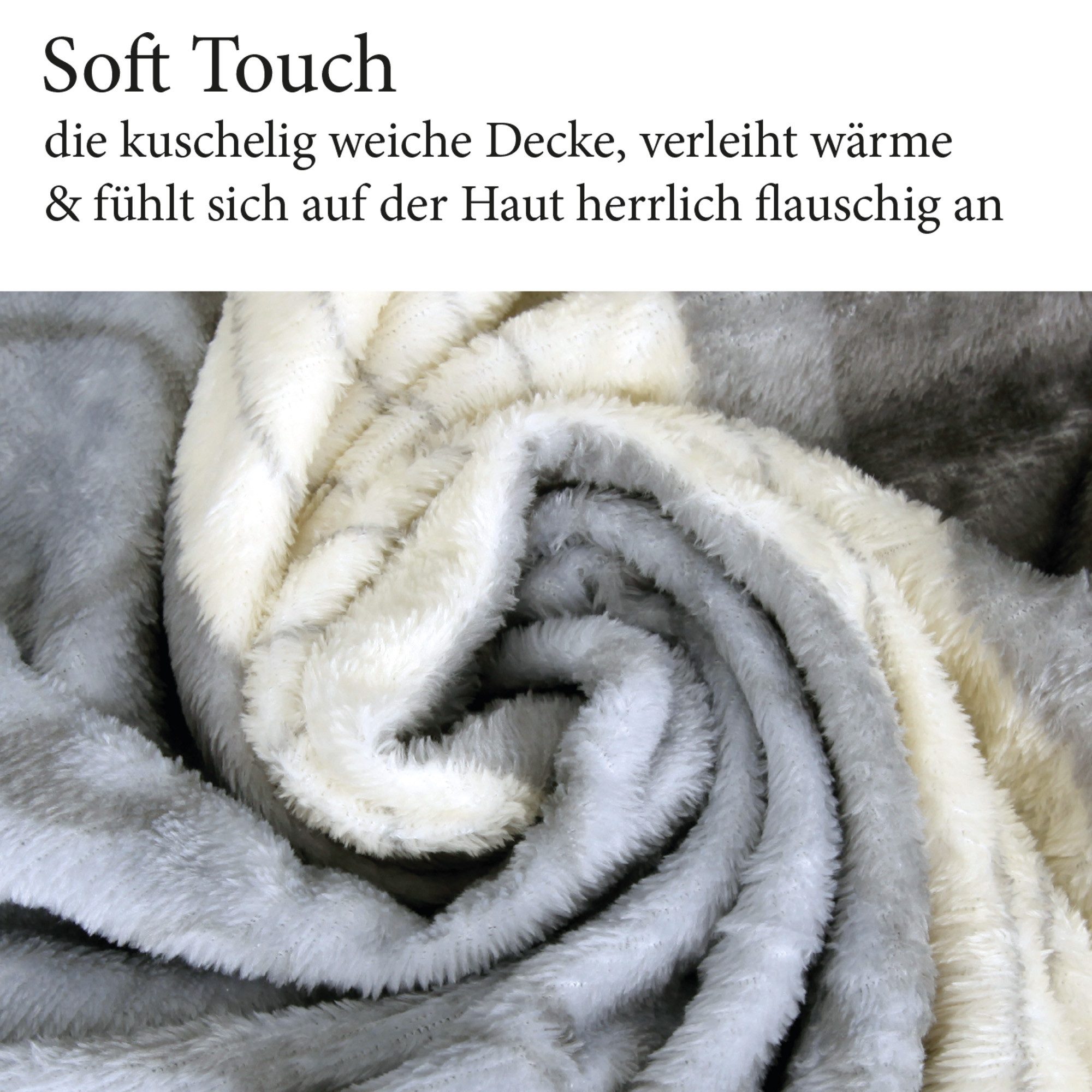 Wohndecke "Soft Touch" 130x170cm, Bestlivings, Flanelldecke, Mikrofaser Supersoft, Polyester, 40°C maschinenwaschbar – Bild 4 von 5