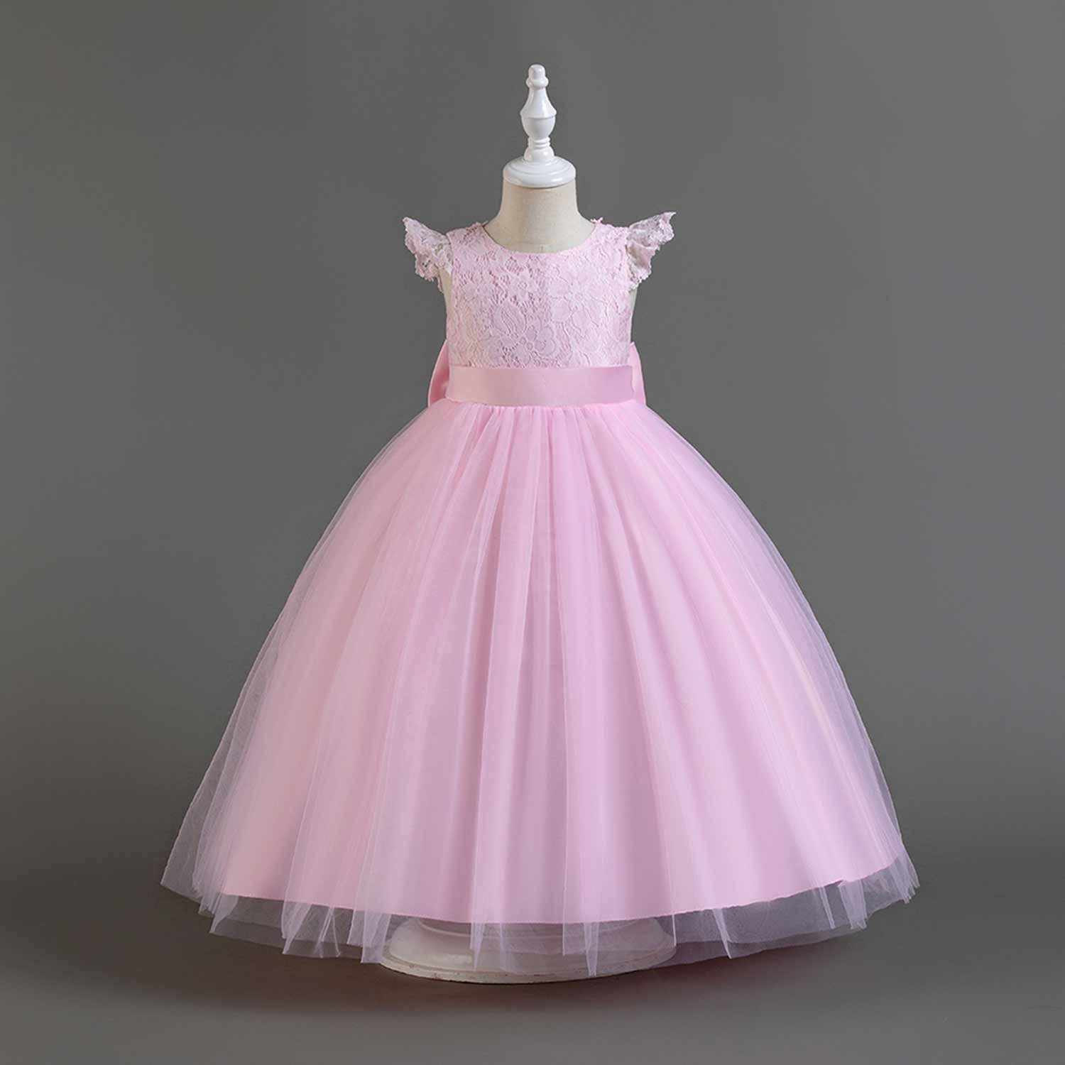 Daisred Rosa Blumenmädchen Tüllkleider Abendkleid Kinderkleider Prinzessinnenkleid