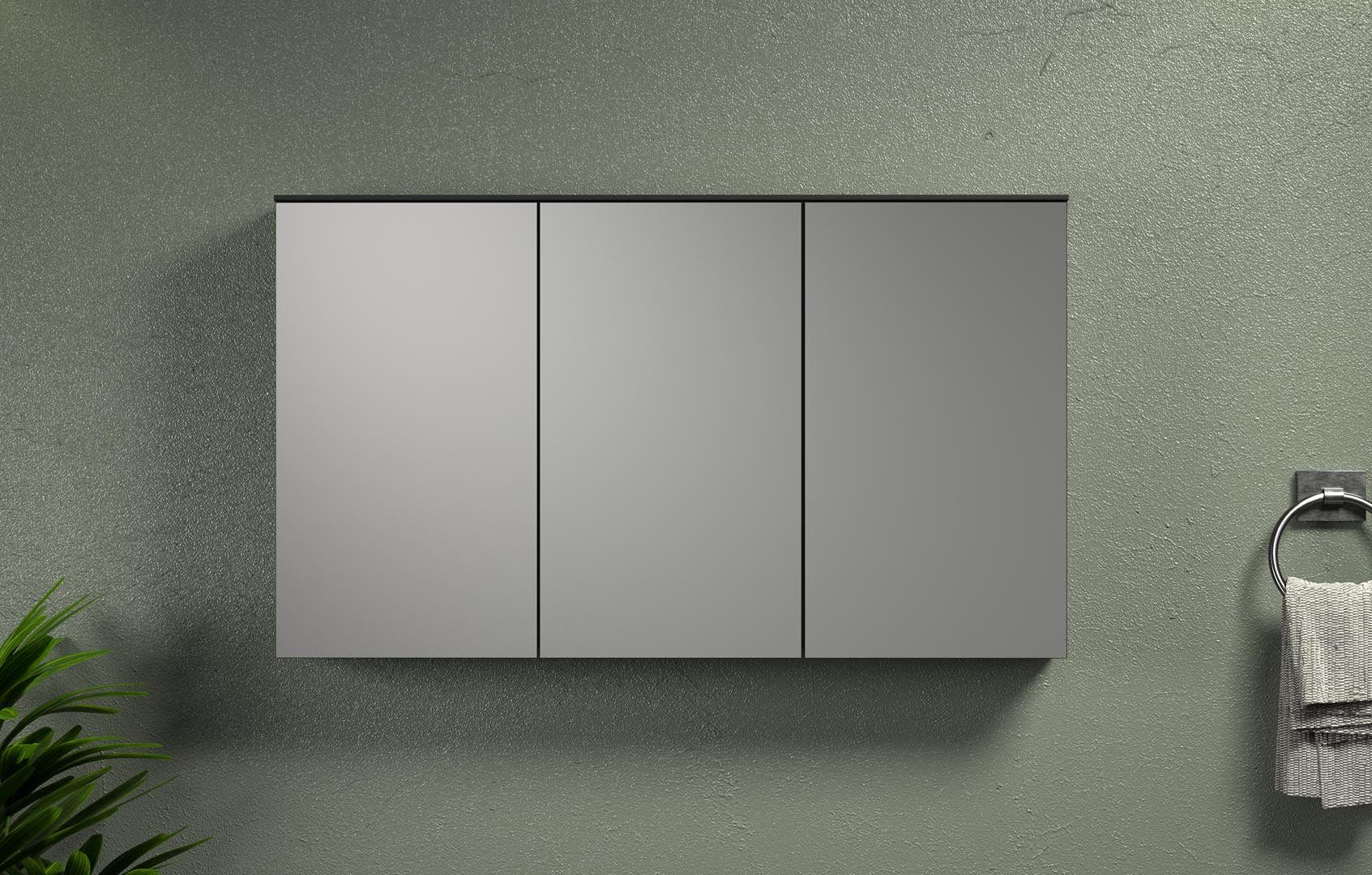 ebuy24 Bad Synnax Badezimmerspiegelschrank Spiegelschrank grau. Spiegeltüren 3