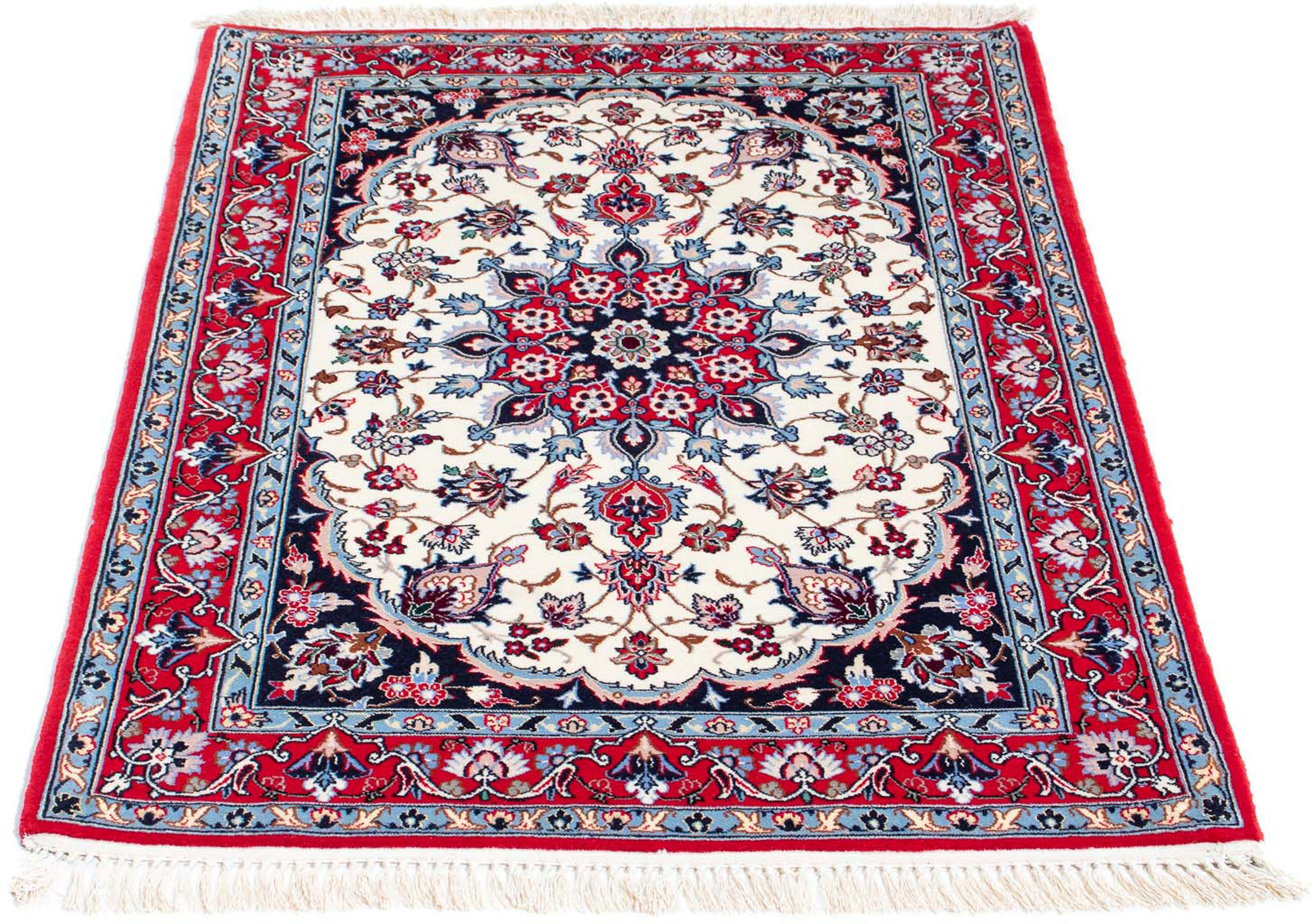 Orientteppich Perser - Isfahan - Premium - 115 x 84 cm - rot, morgenland, rechteckig, Höhe: 6 mm, Wohnzimmer, Handgeknüpft, Einzelstück mit Zertifikat