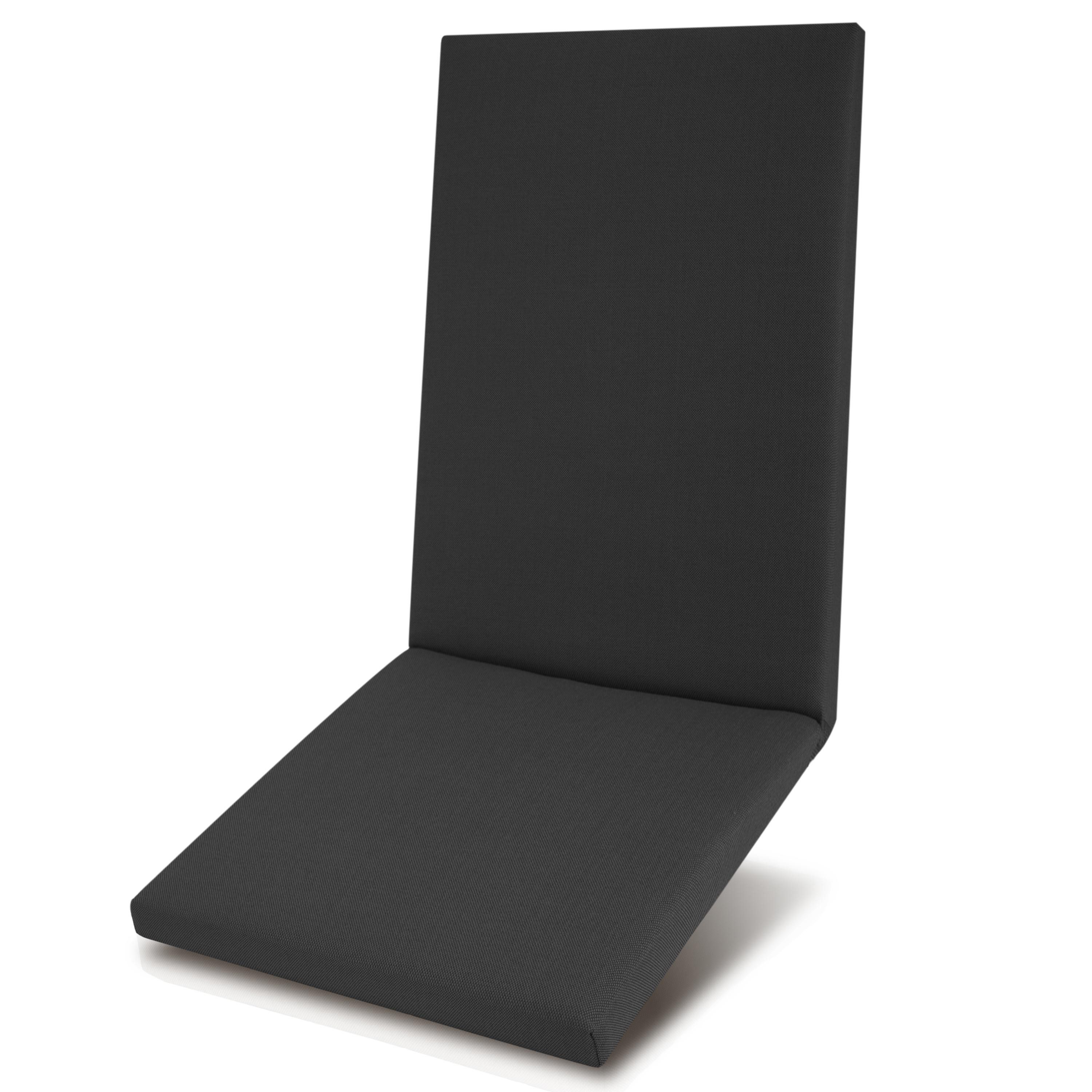 Beautissu Hochlehnerauflage Premium Hochlehner Auflage 100% Wasserdicht QD-HL, 120x50cm, Anthrazit, UV-beständig Bequem Pflegeleicht Waschbar Sitzkissen Gartenstuhl