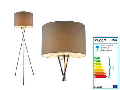 Globo Stehlampe Stehlampe Wohnzimmer Stehleuchte E27 modern grau Textil Dreibein 24687