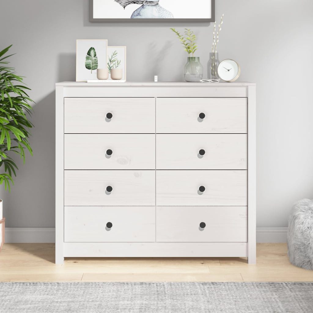 vidaXL Schrankmodule Beistellschrank Weiß 100x40x90 cm Massivholz Kiefer günstig online kaufen