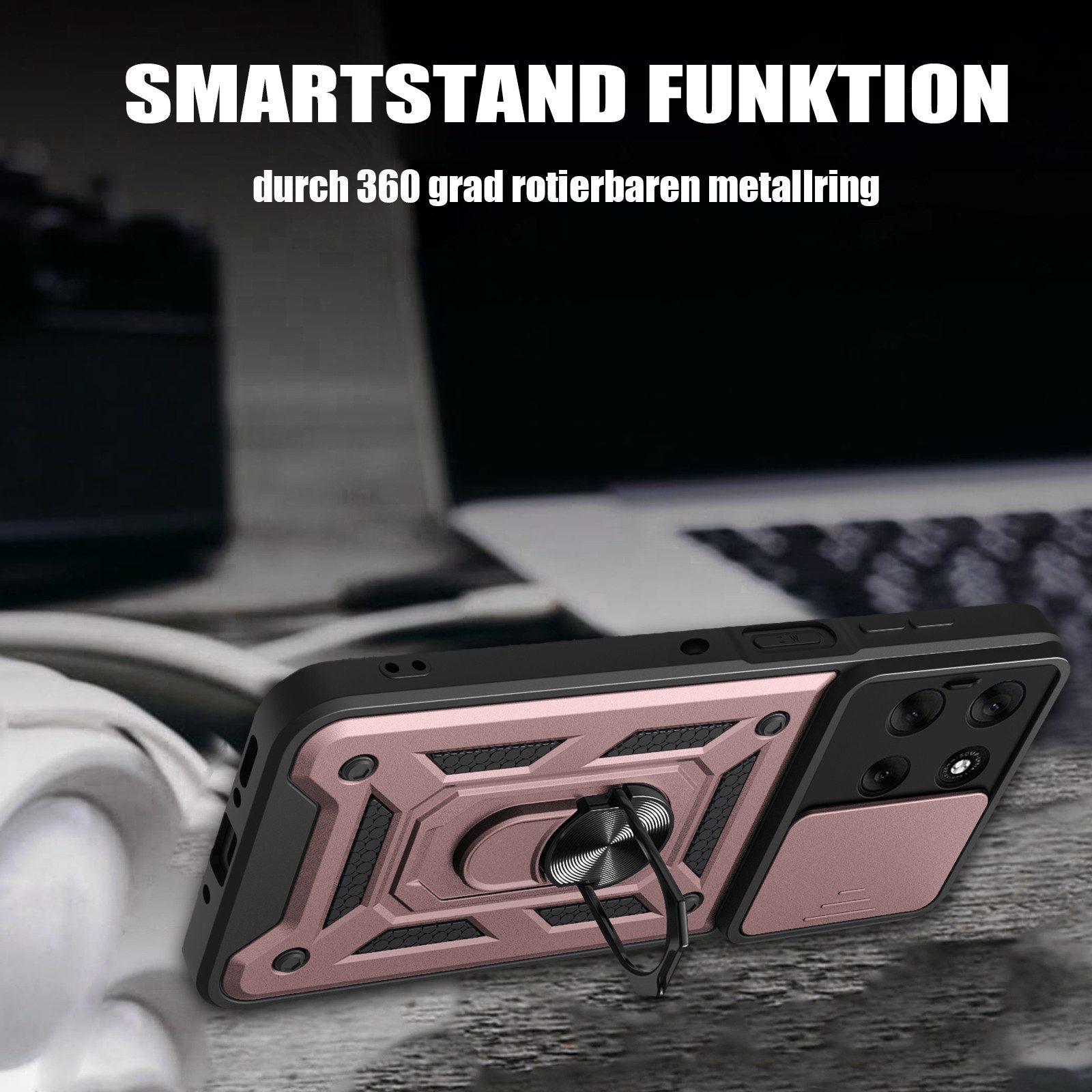 betterfon Handyhülle Panzer Hülle für Motorola Moto G86 Outdoor Case mit Kameraschutz, Outdoorhülle mit Ringhalter Smartstand Kameraschutz und Silikonkern