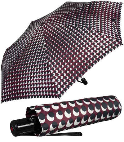 Knirps® Taschenregenschirm leichter, kompakter Schirm mit Auf-Zu-Automatik, schönes Design für Damen - Punkte Sun burgundy